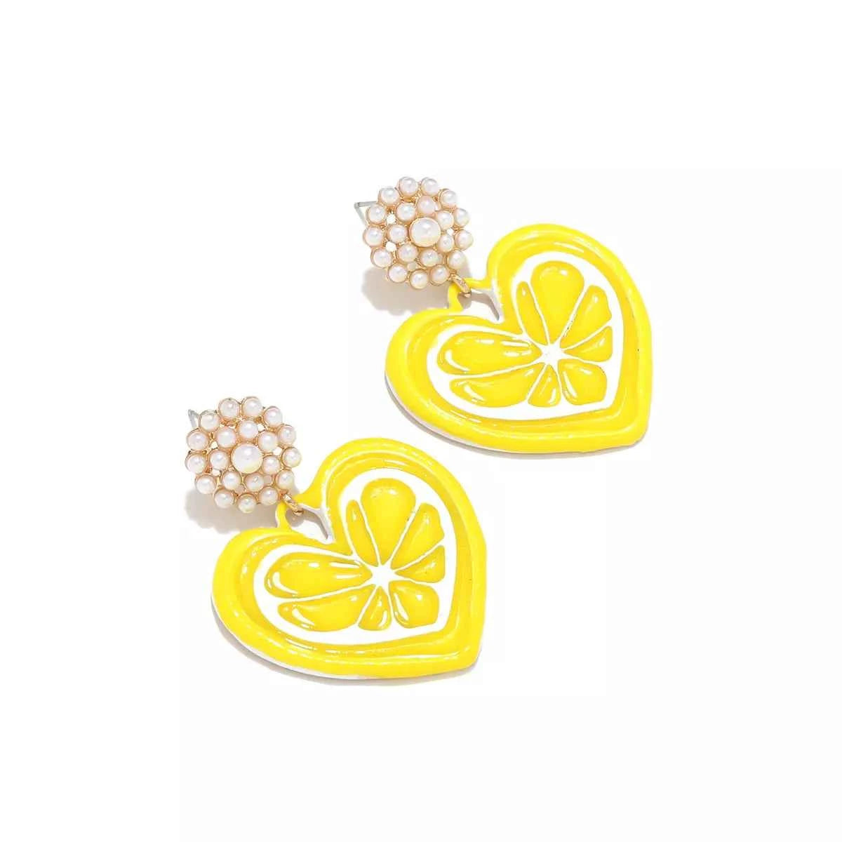 Heart Dangle Earrings with Pearl Accent Trendsi