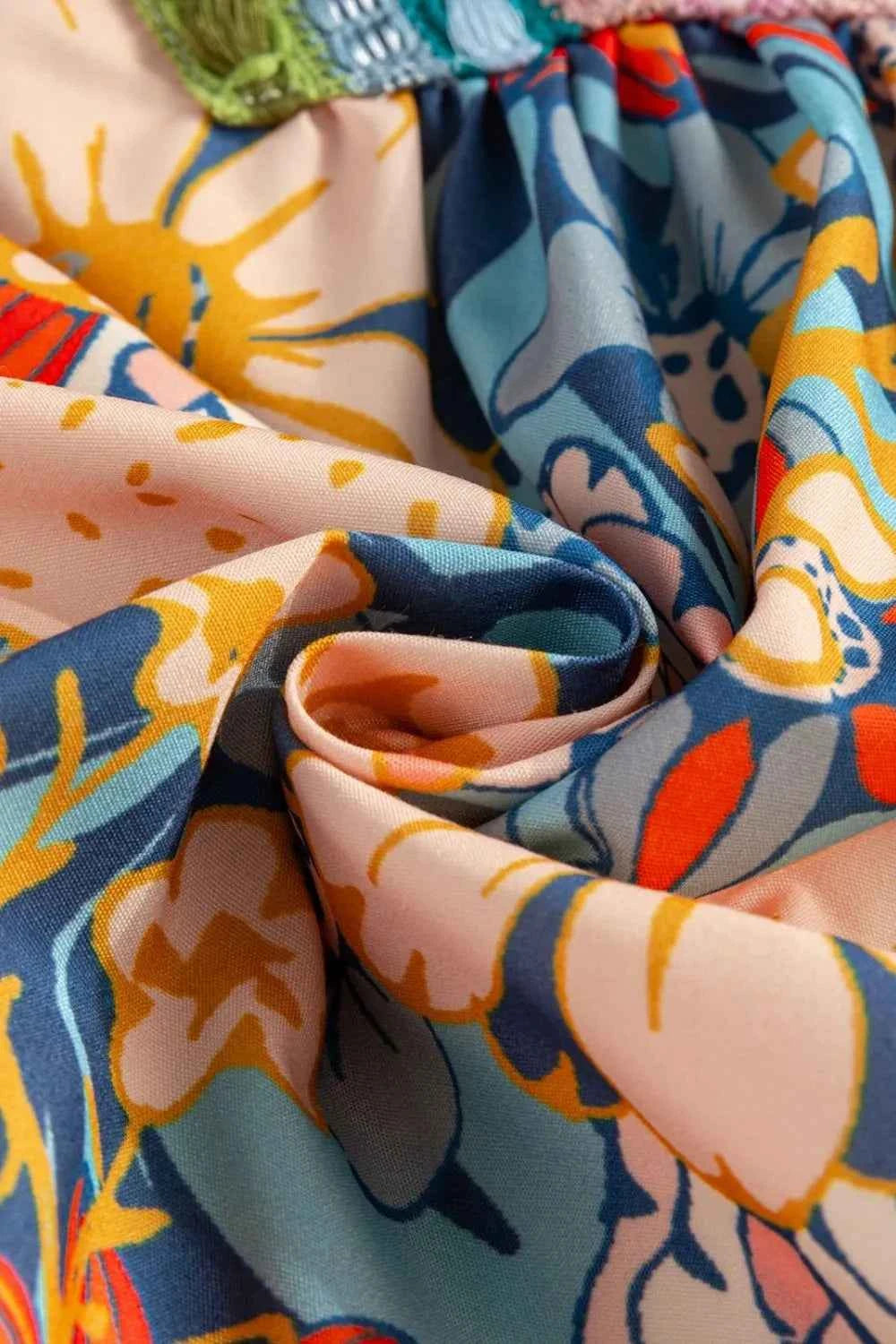 Multicolour Crochet V Neck Half Sleeve Boho Floral Blouse Trendsi