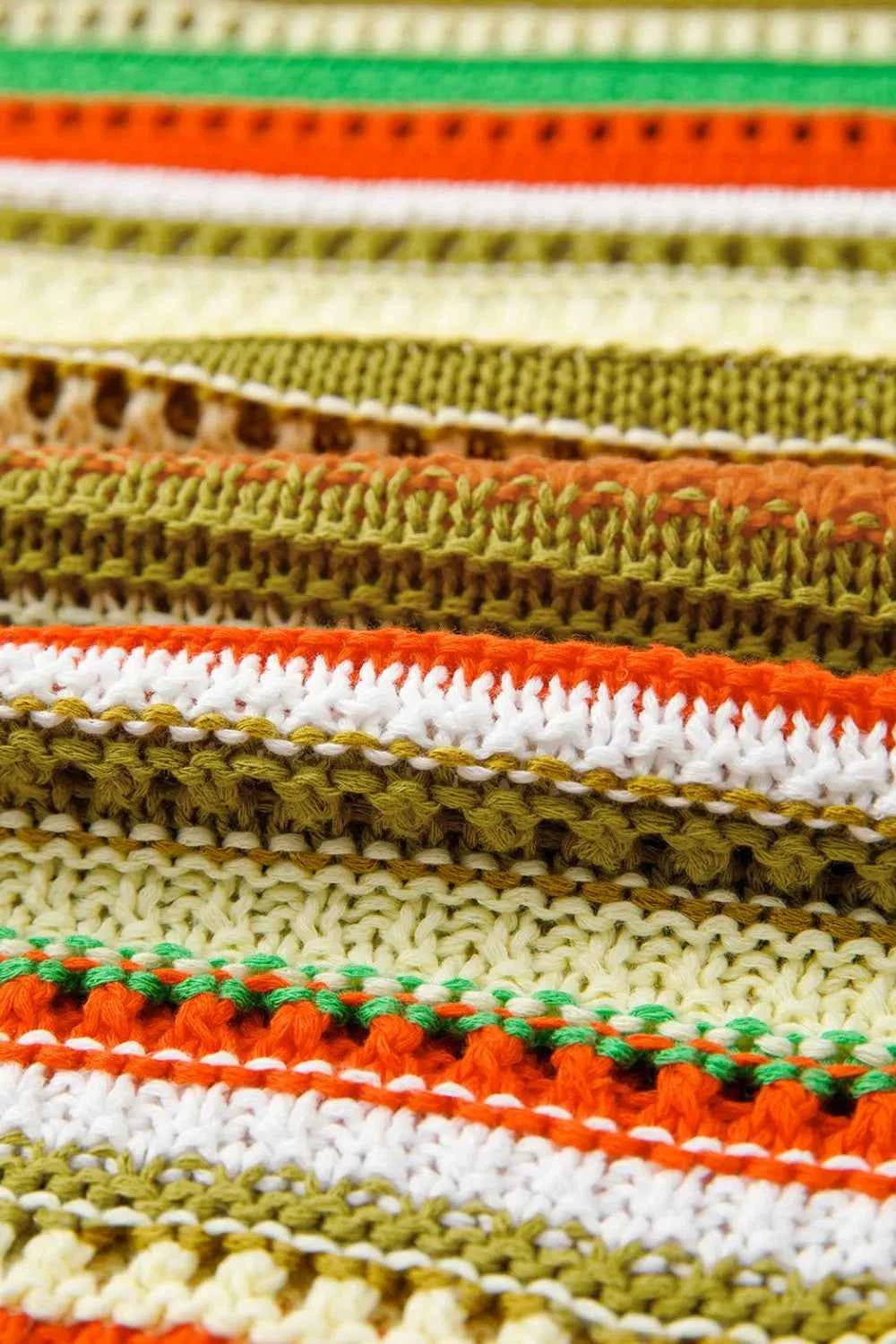 Openwork Stripe Sleeveless Sweater Dress Trendsi