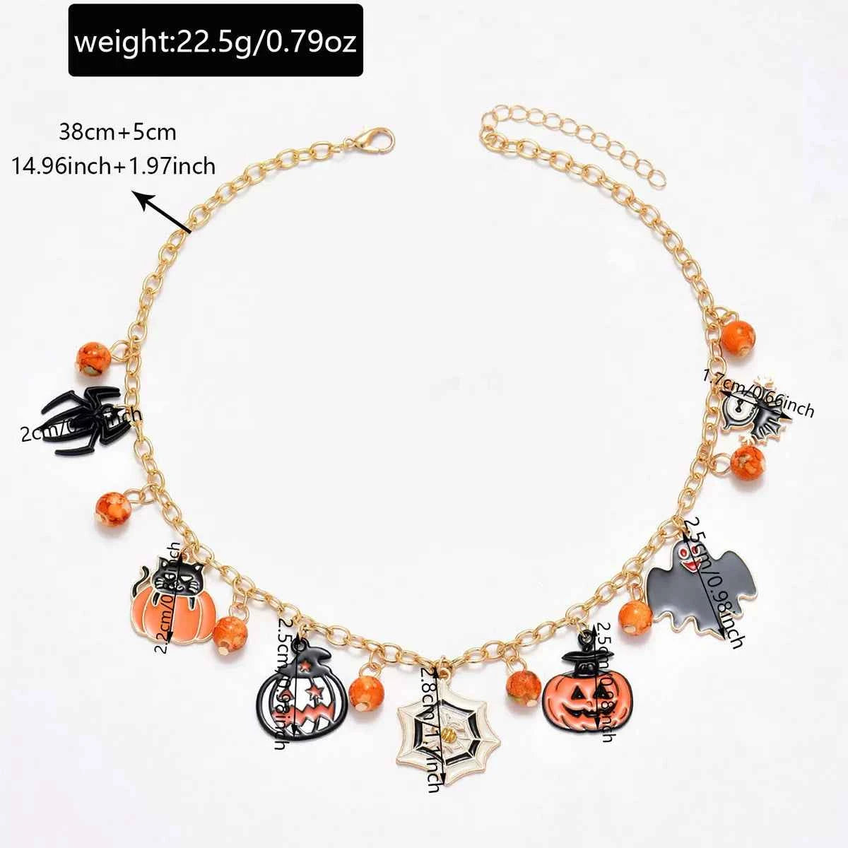 18K Gold-Plated Halloween Charm Necklace - Spooky Elegant Jewelry Trendsi
