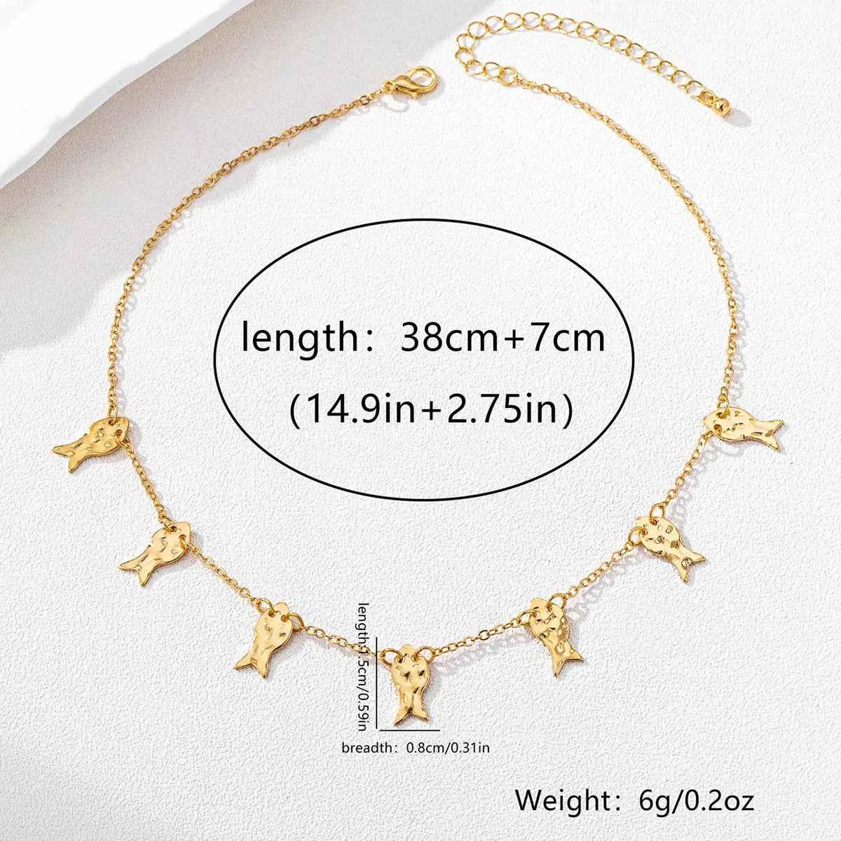 18K Gold-Plated Fish Charm Necklace Trendsi