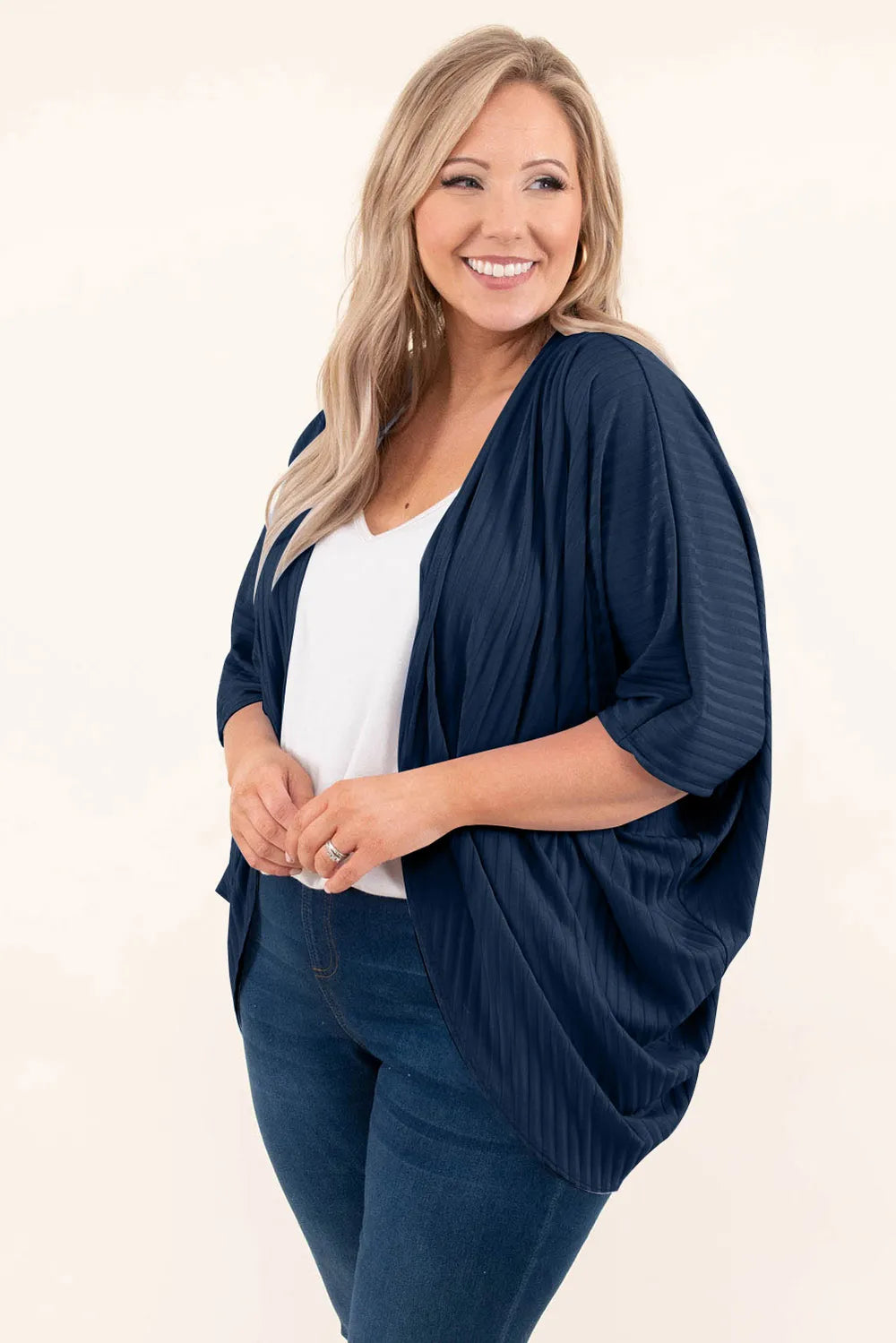 Plus Size Ribbed Cocoon Cover Up Trendsi