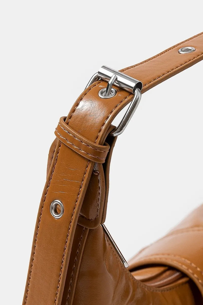 Fame Faux Leather Studded Trim Shoulder Bag Trendsi