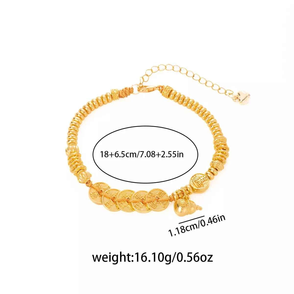 18K Gold-Plated Zinc Alloy Coin Bracelet Trendsi