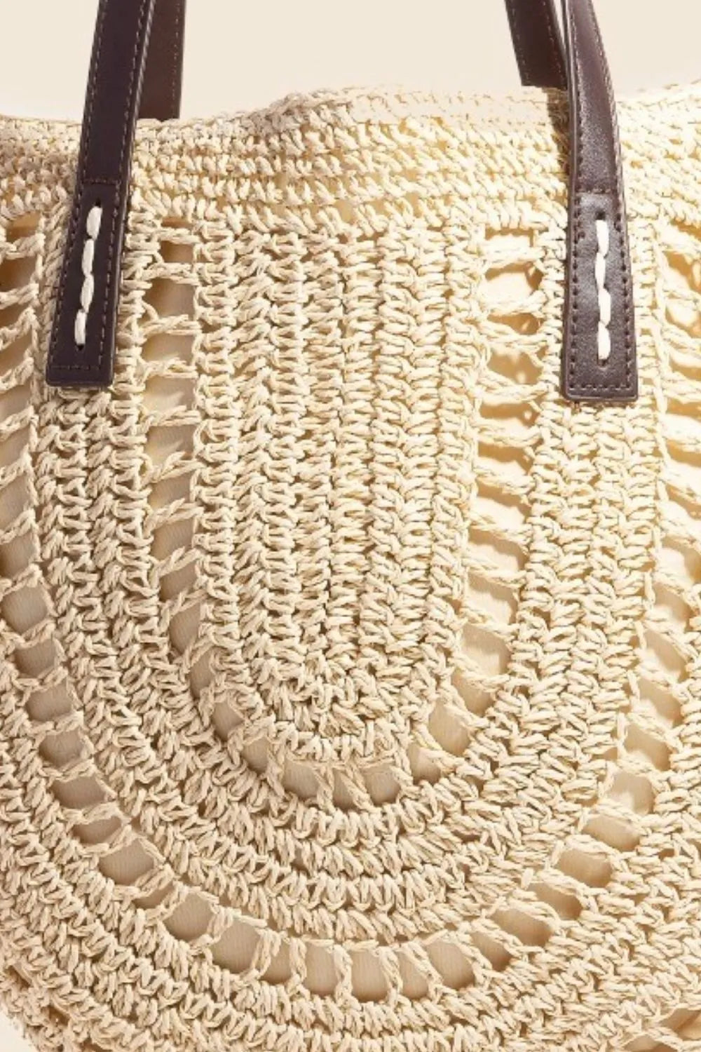 Fame Straw Braided Rounded Tote Bag Trendsi