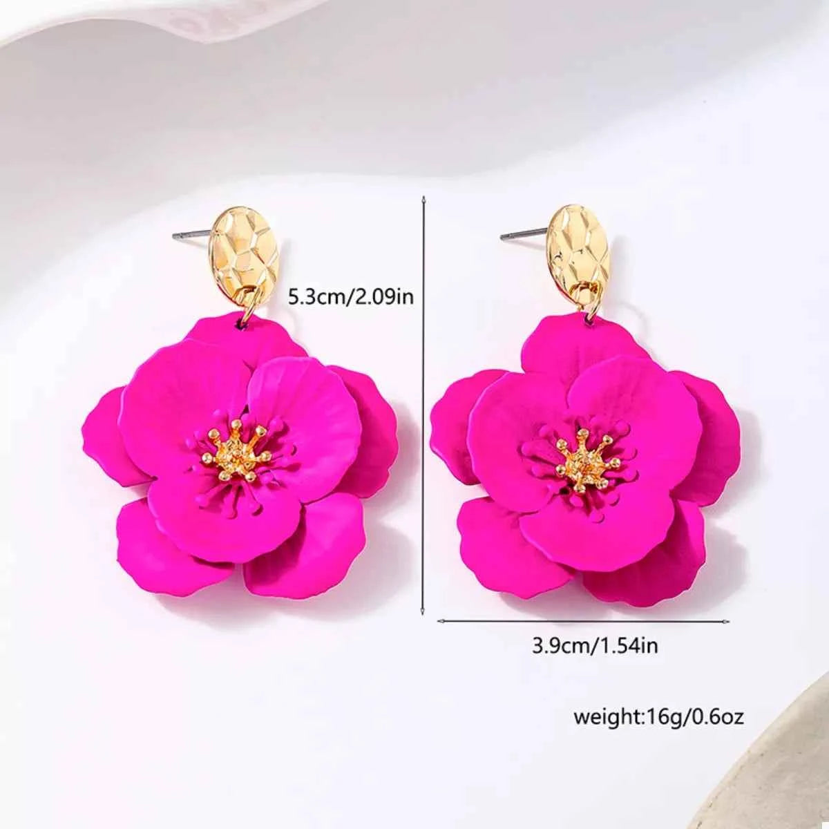 Floral Statement Drop Earrings with Gold Accent Trendsi