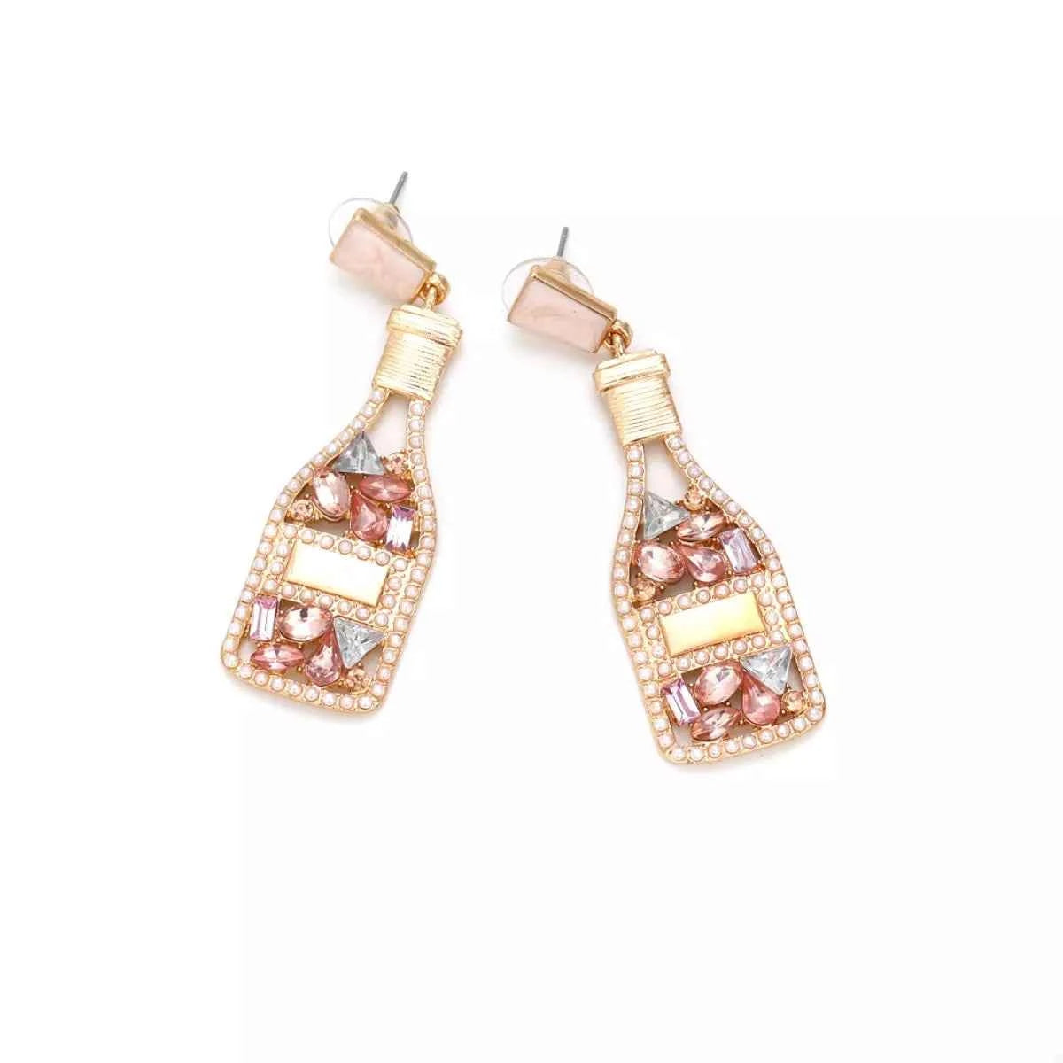 Champagne Bottle Drop Earrings Trendsi