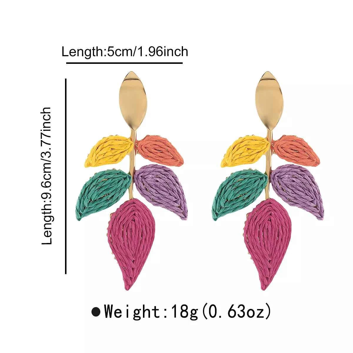 Rattan Woven Leaf Dangle Earrings Trendsi