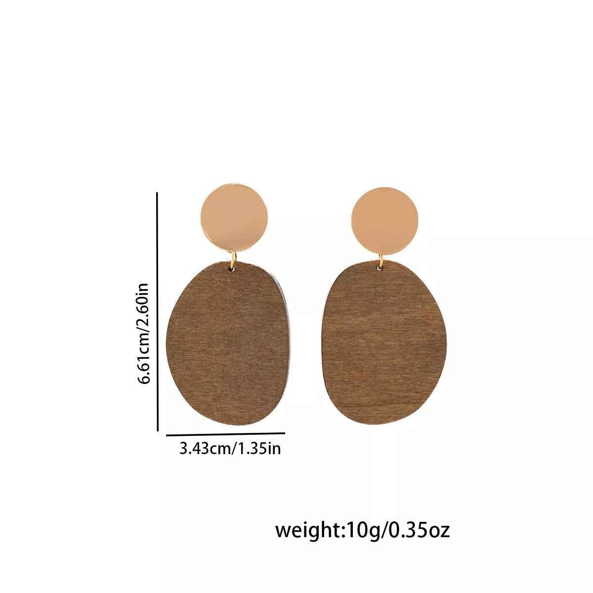18K Gold-Plated Geometric Wood Drop Earrings Trendsi