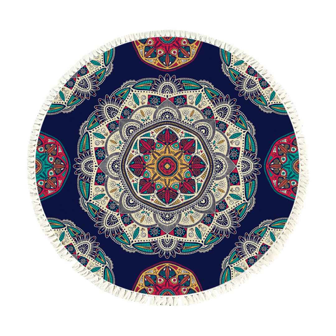 NNEAGS 90cm Round Rug Bohemian Circle Area Rug with Bohemian Geometric Pattern, Anti-slip Doormat, Home Decor NNEAGS
