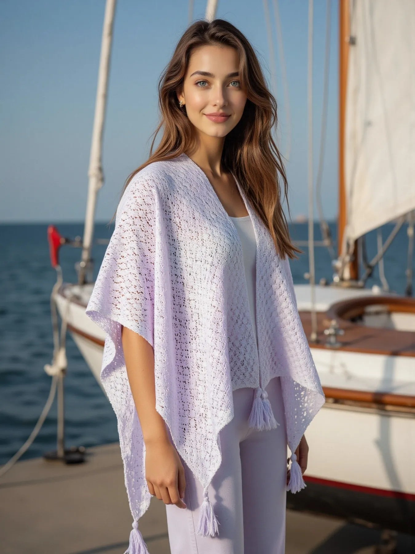 Openwork Tassel Gradient Knit Cover Up Trendsi