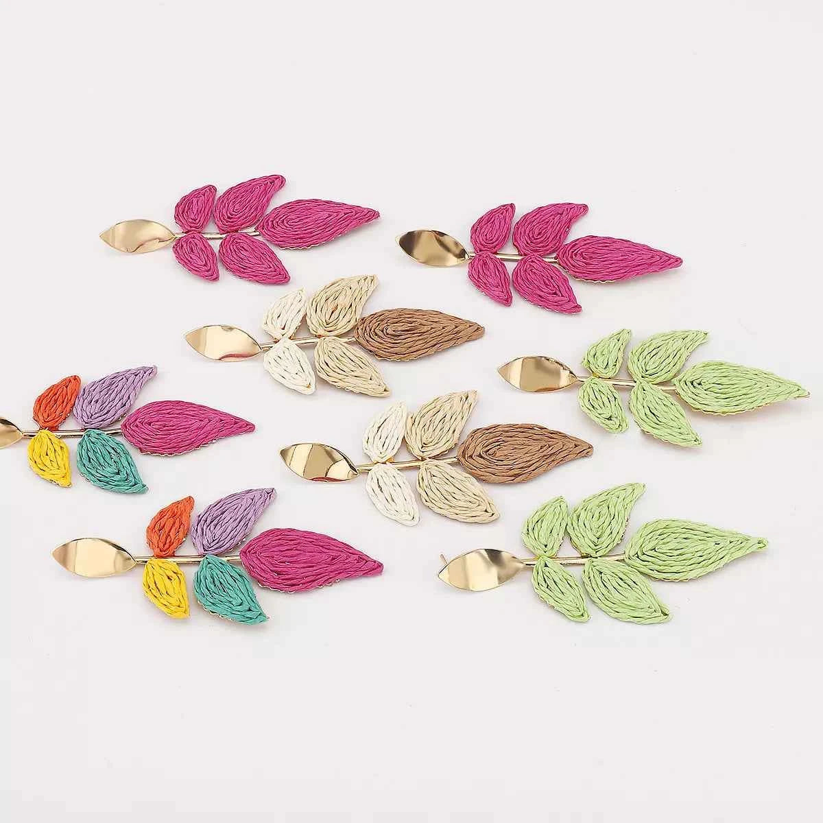 Rattan Woven Leaf Dangle Earrings Trendsi