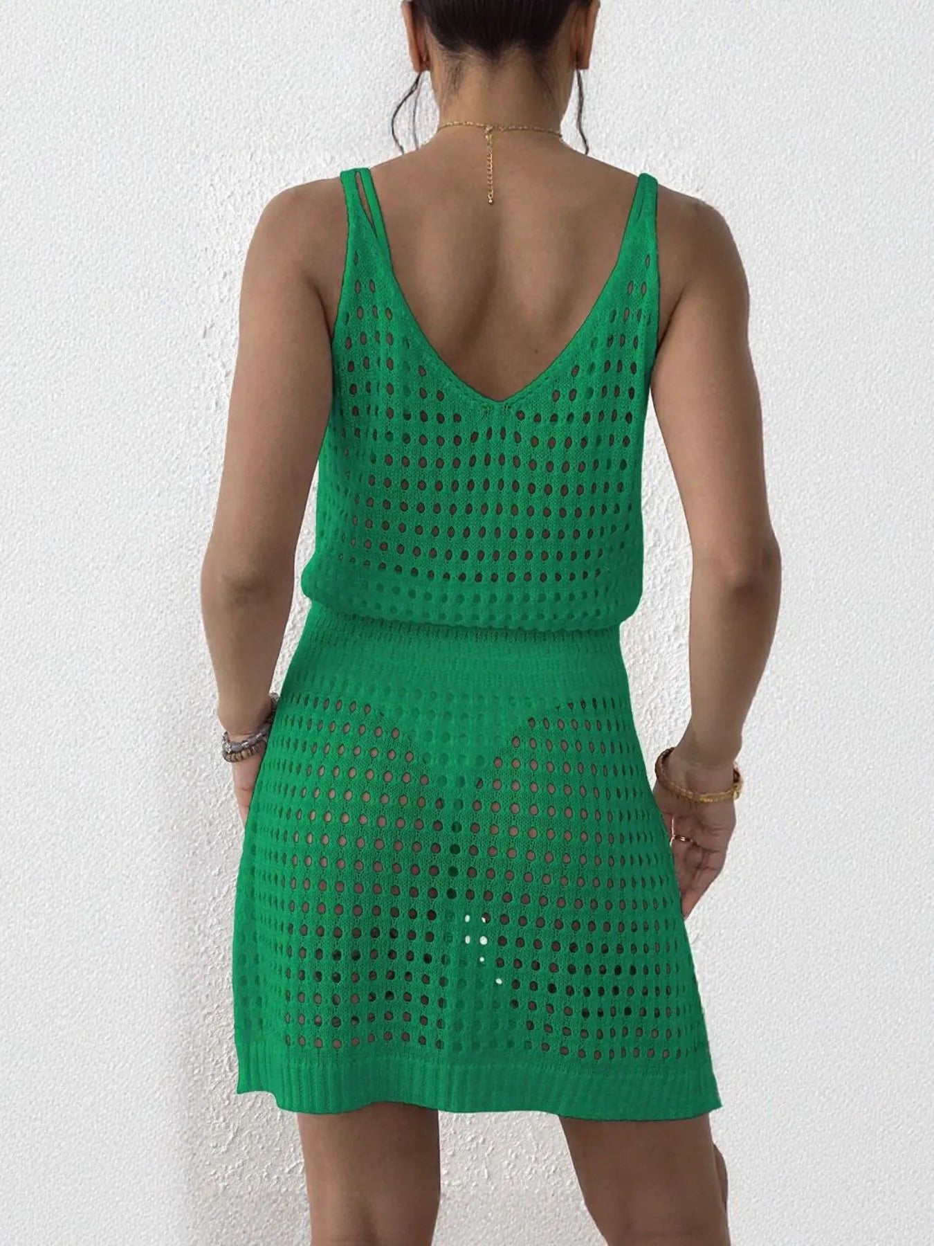 Openwork Sleeveless Knit Cover Up Dress Trendsi