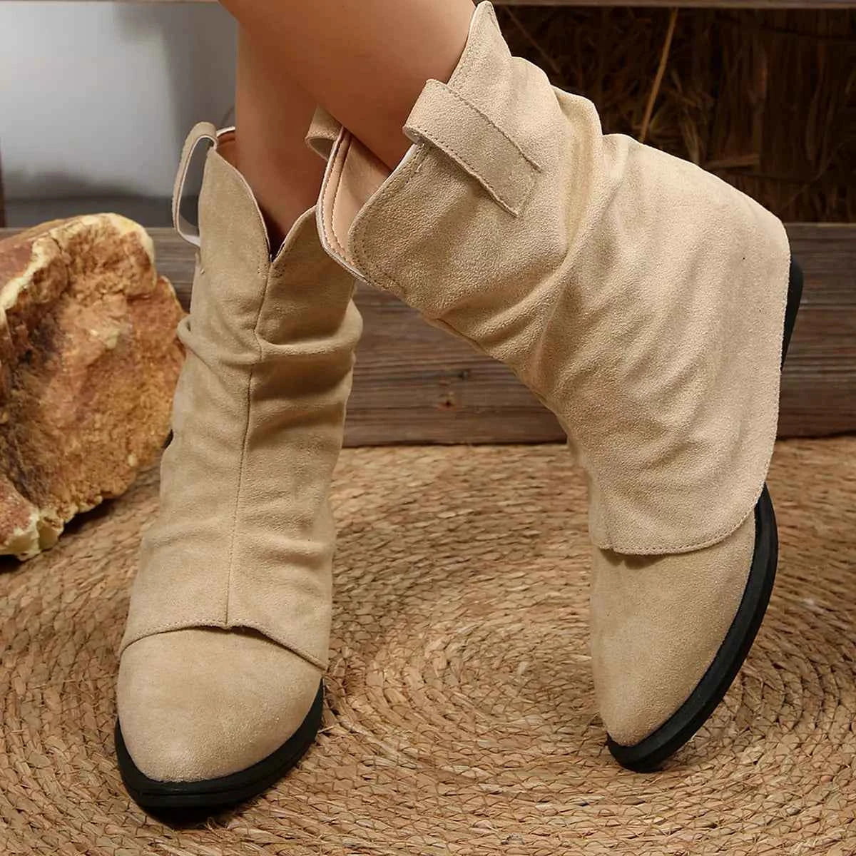 Point Toe Block Heels Boots Trendsi