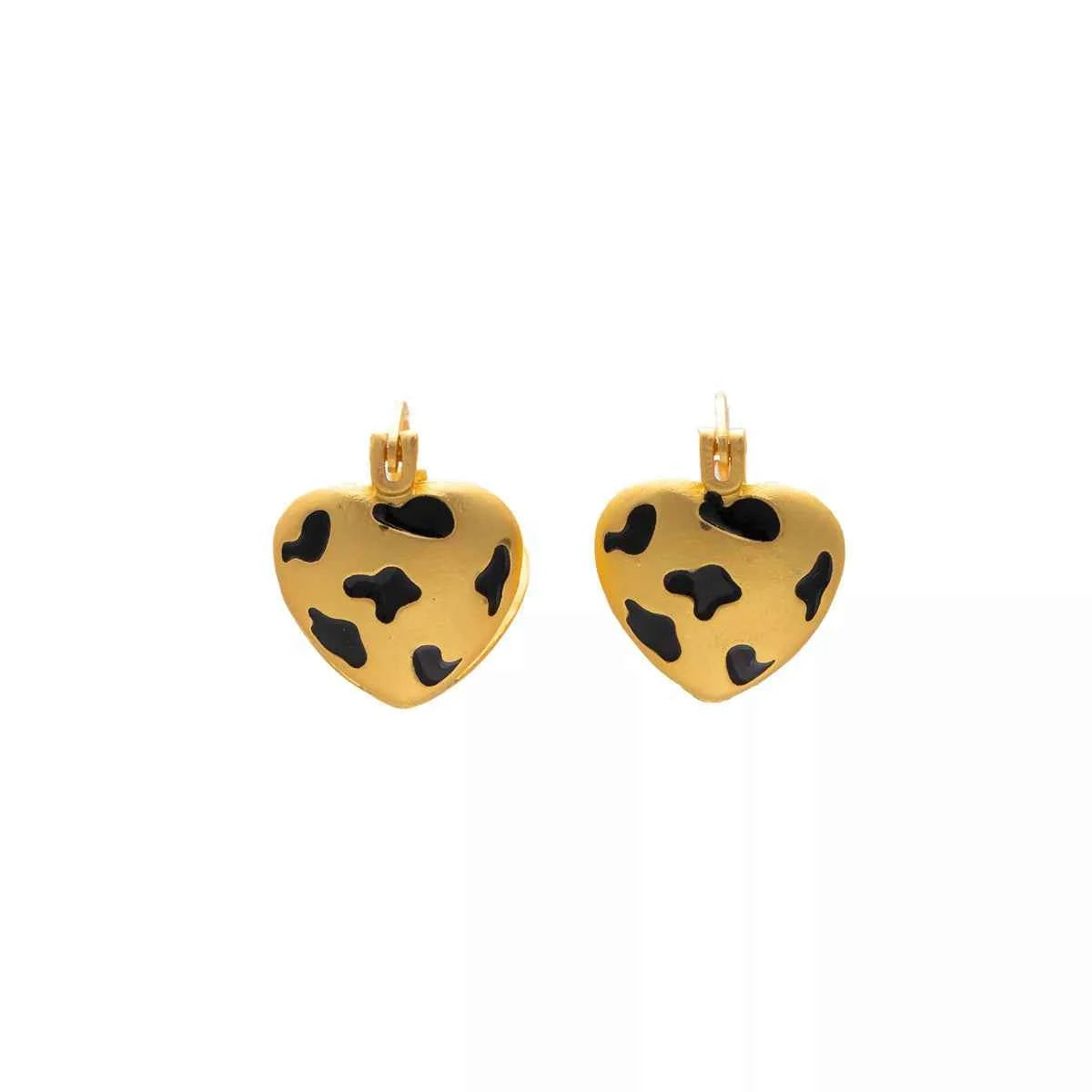 18K Gold-Plated Heart Leopard Print Statement Earrings Trendsi