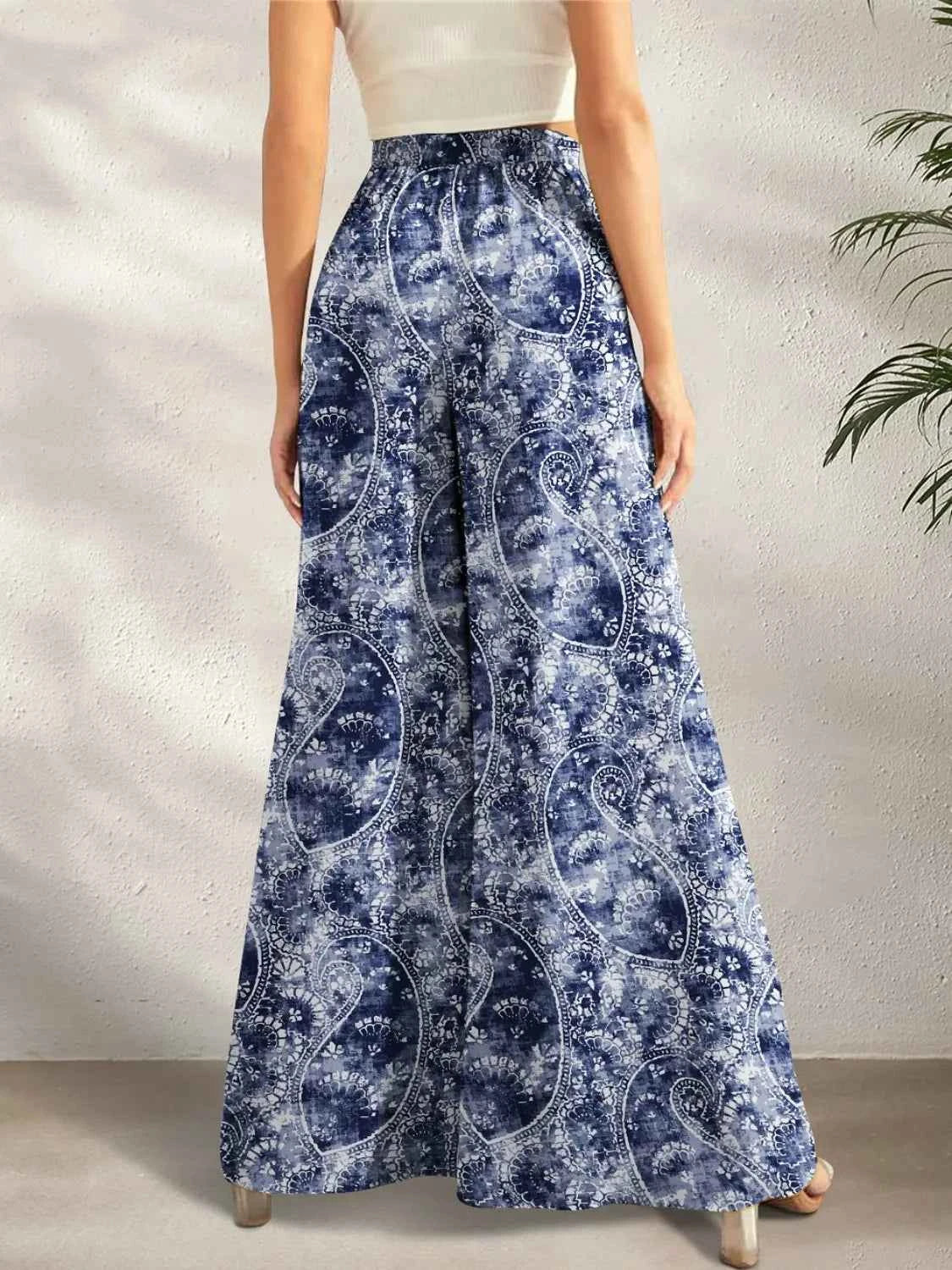 Printed Wide Leg Pants Trendsi