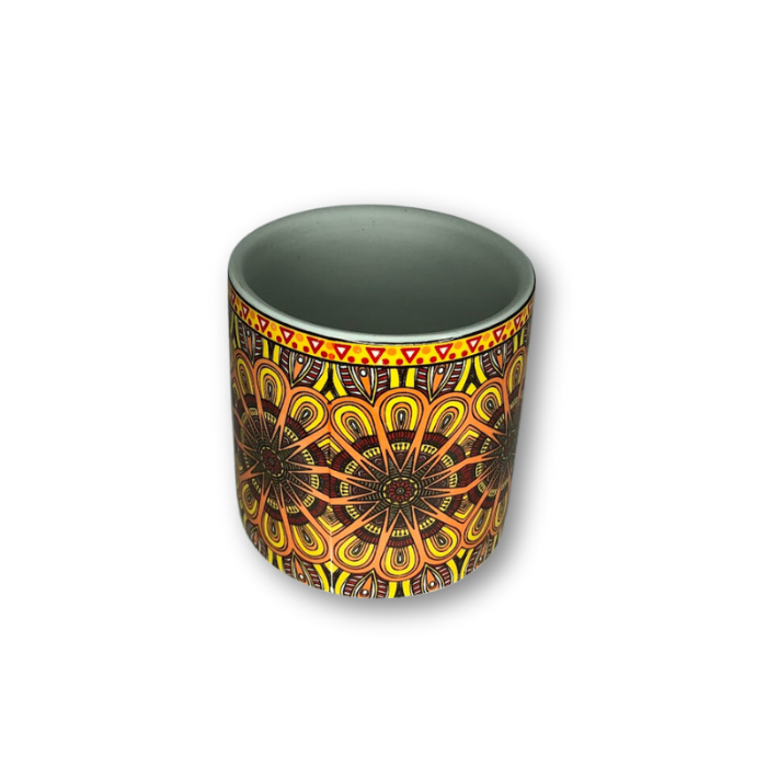 Yellow Bohemian Patterned Flower Pot Elkhorn Succulents