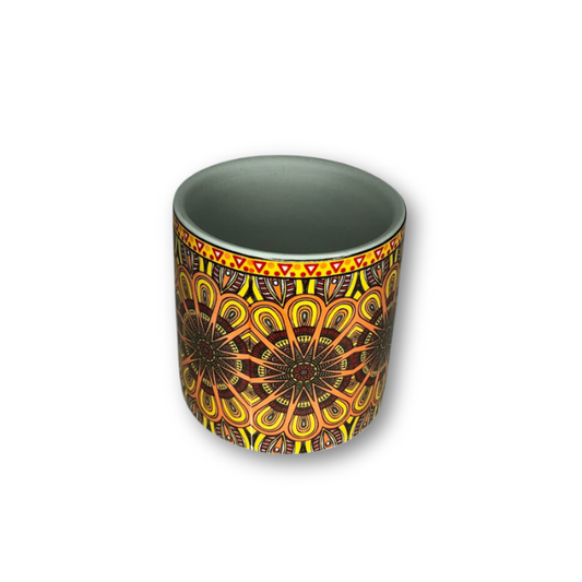 Yellow Bohemian Patterned Flower Pot Elkhorn Succulents