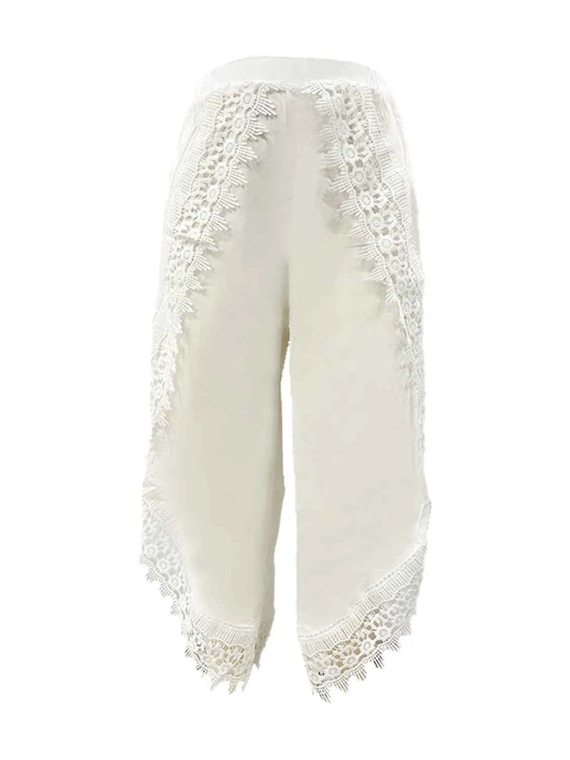 Full Size Lace Detail Wide Leg Pants Plus Size Trendsi