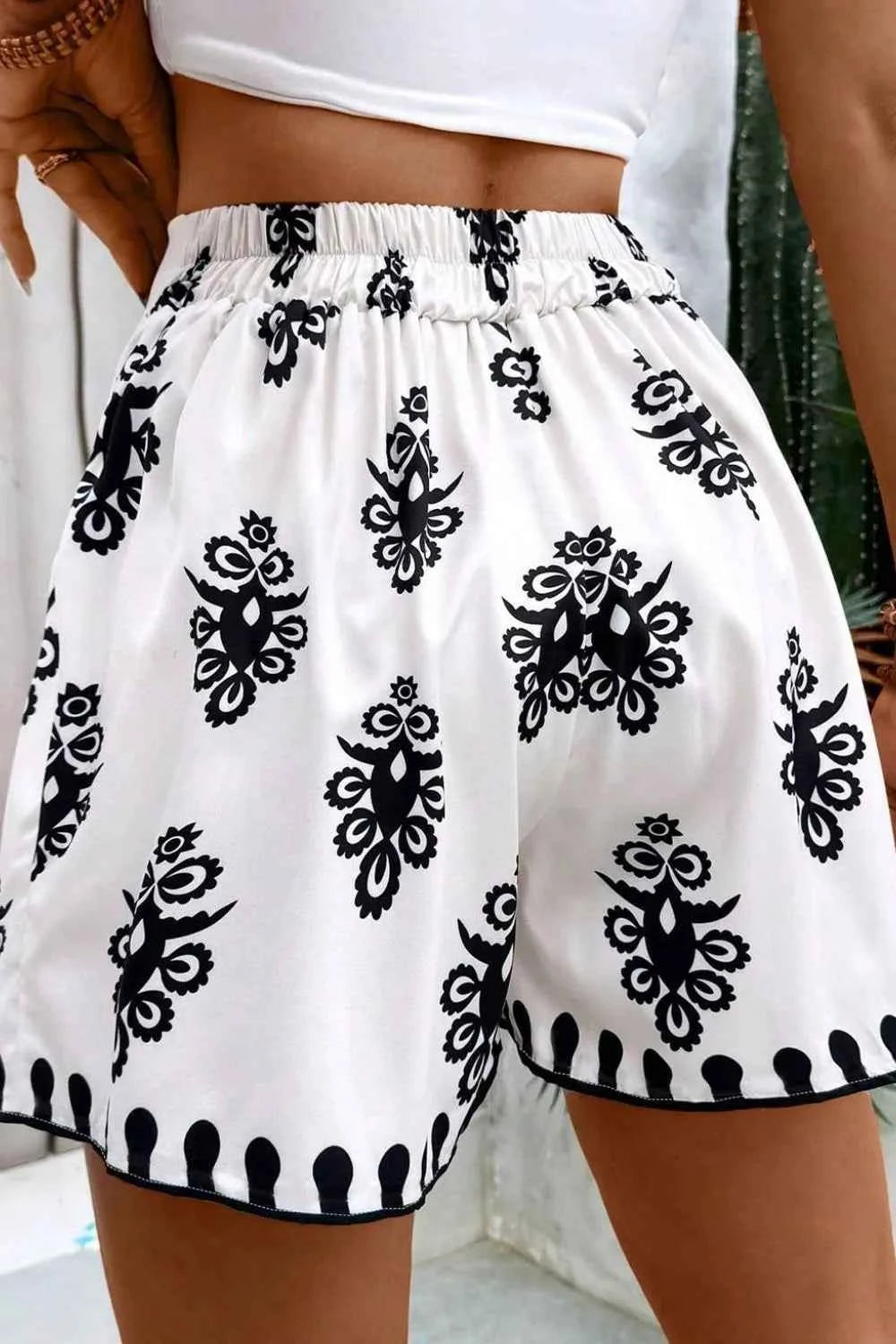 Tied Printed Shorts Trendsi