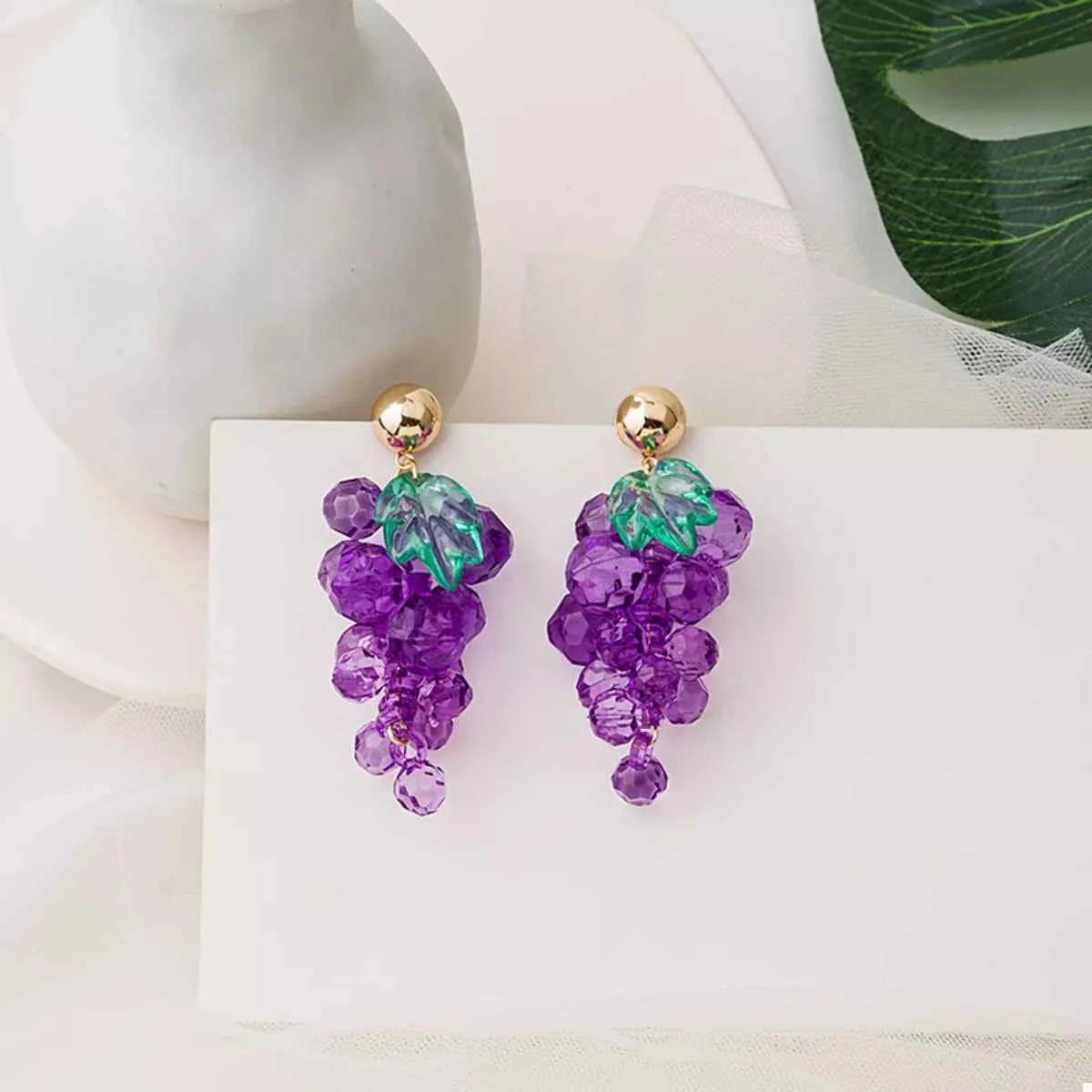 Grape Cluster Beaded Dangle Earrings Trendsi