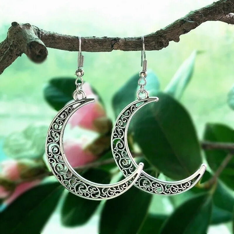 Alloy Cutout Moon Earrings Trendsi
