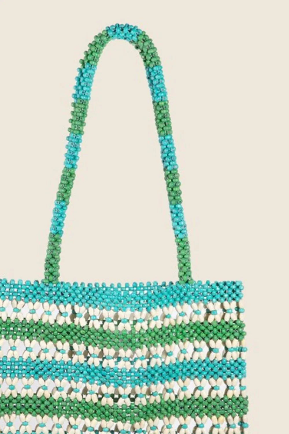 Fame Contrast Wooden Beaded Tote Bag Trendsi