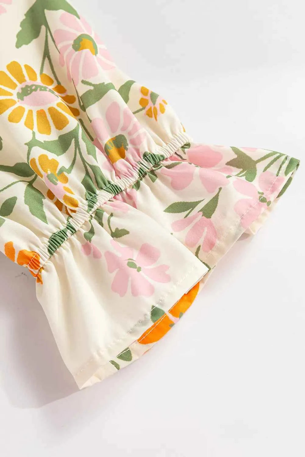 Multicolour Crochet V Neck Half Sleeve Boho Floral Blouse Trendsi