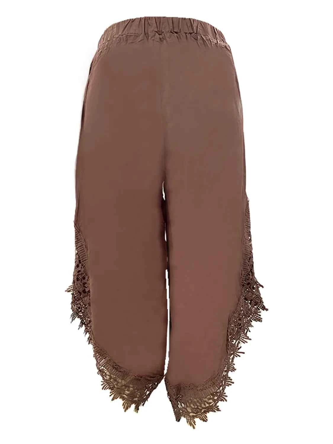 Full Size Lace Detail Wide Leg Pants Plus Size Trendsi