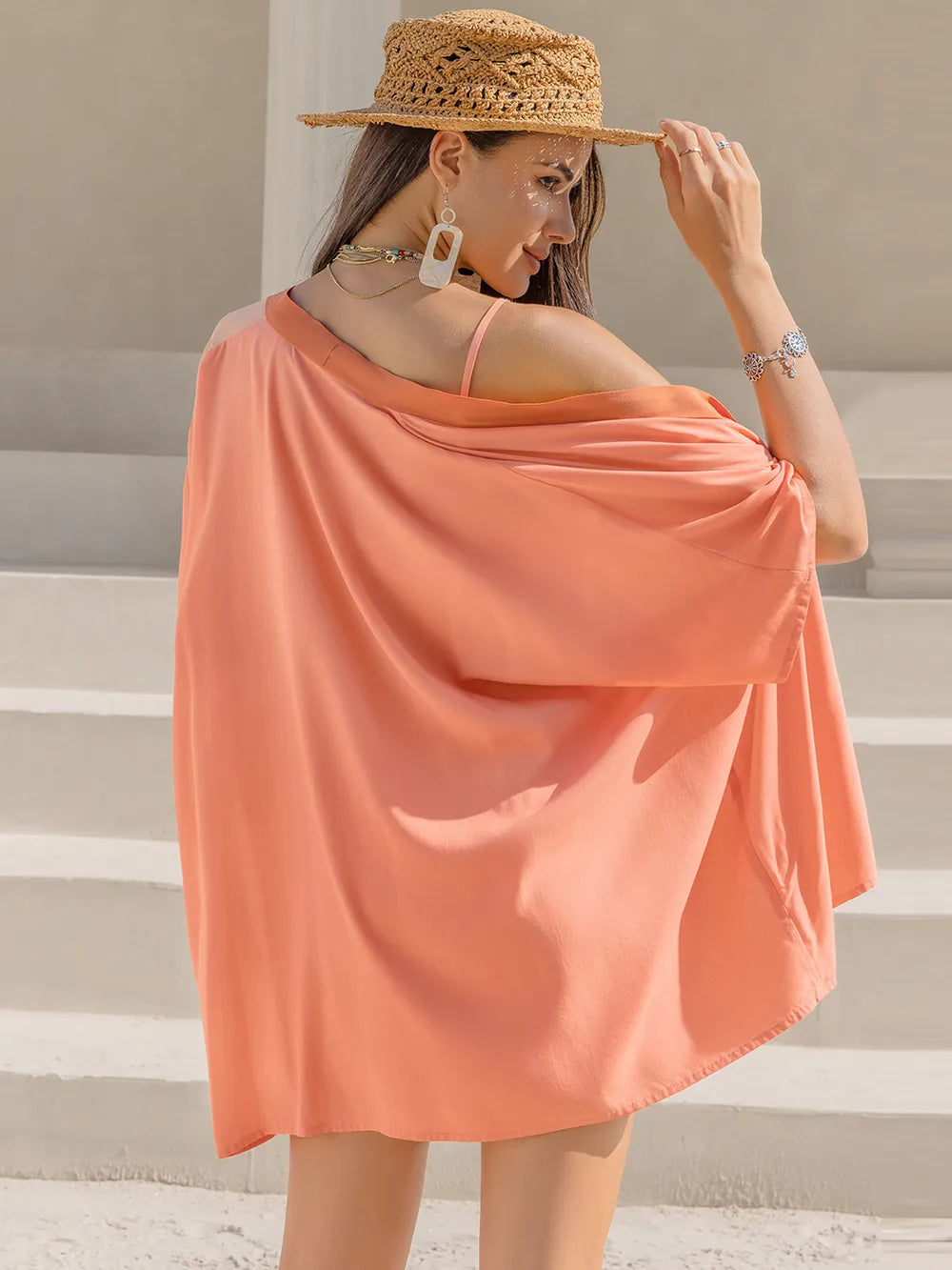 Open Front Cover Up and Shorts Set Trendsi