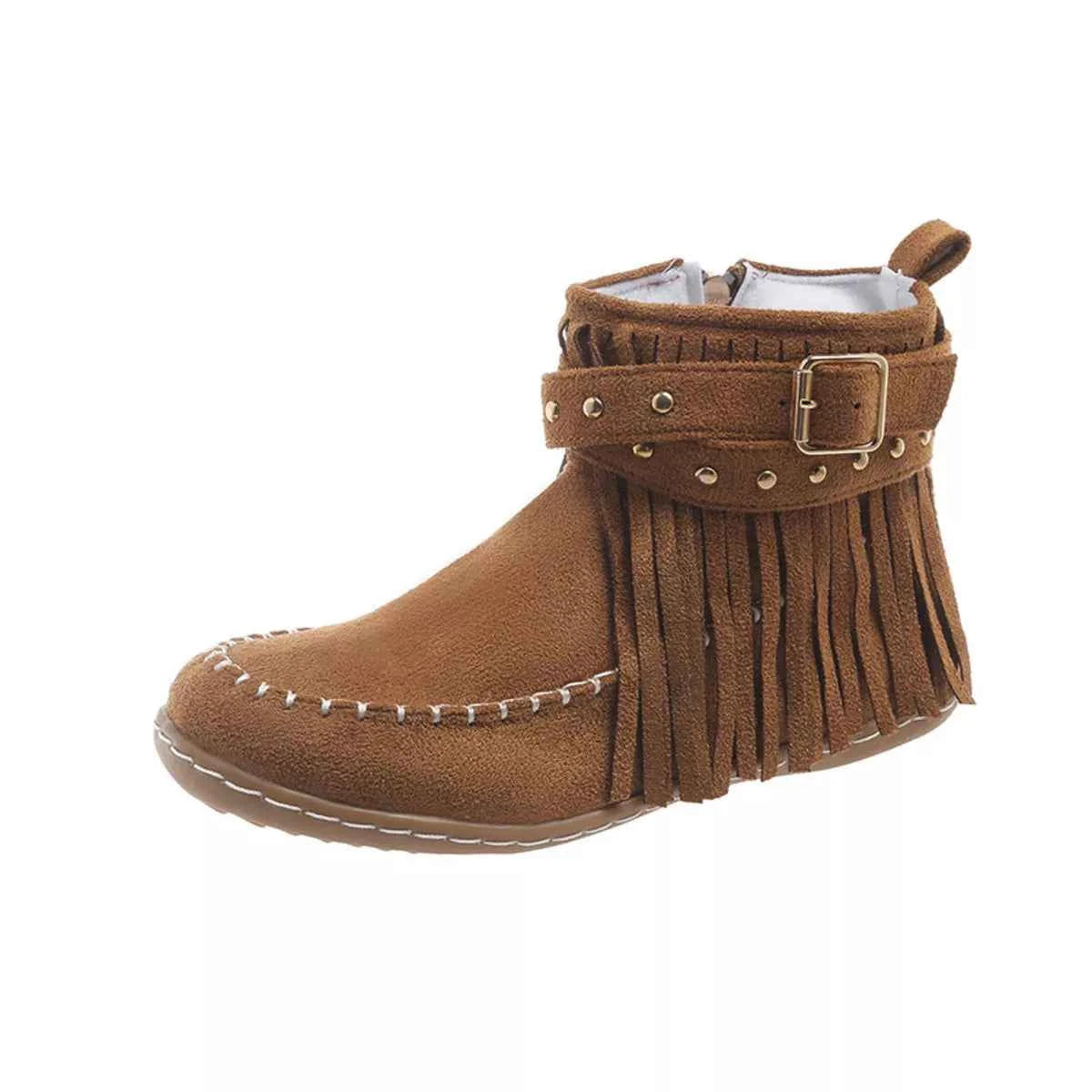 Fringe Round Toe Boots Trendsi