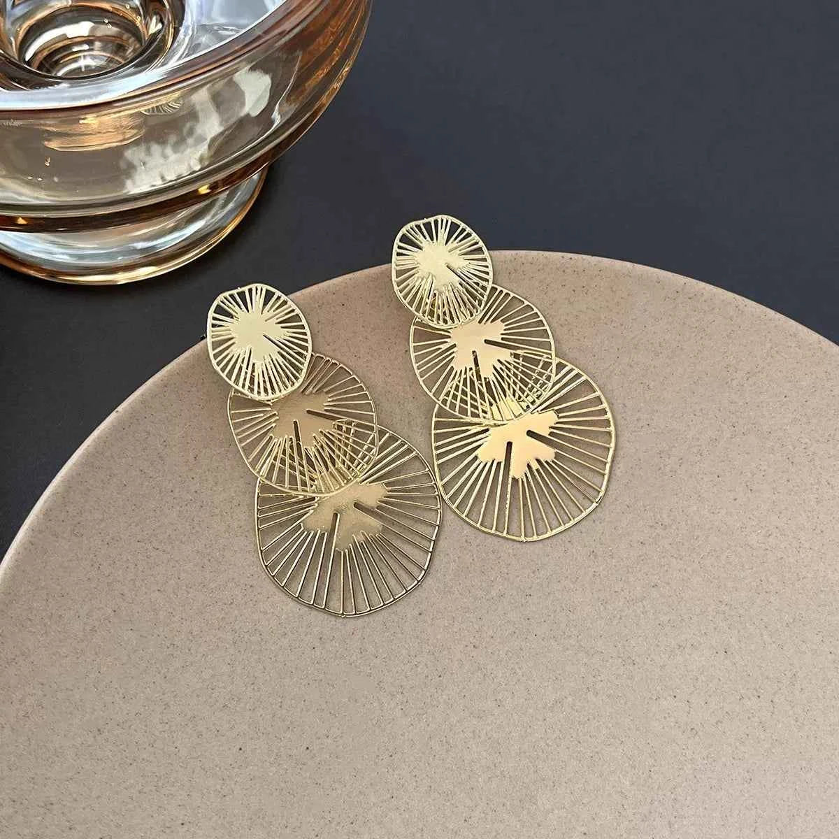 18K Gold-Plated Geometric Drop Earrings Trendsi