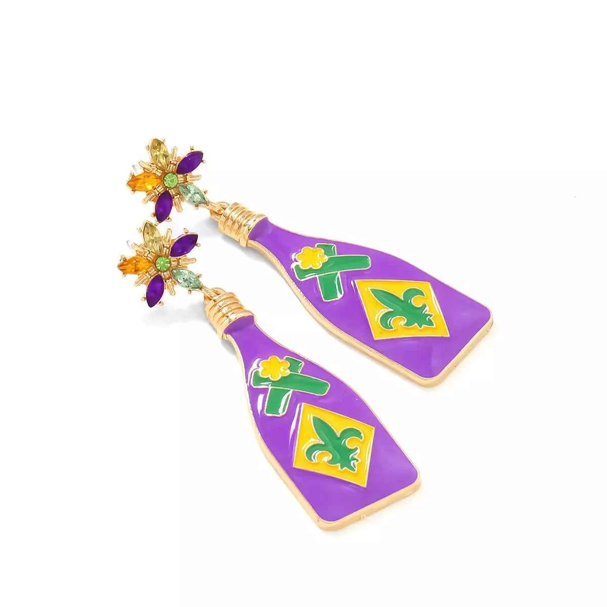 Mardi Gras Bottle Dangle Earrings Trendsi