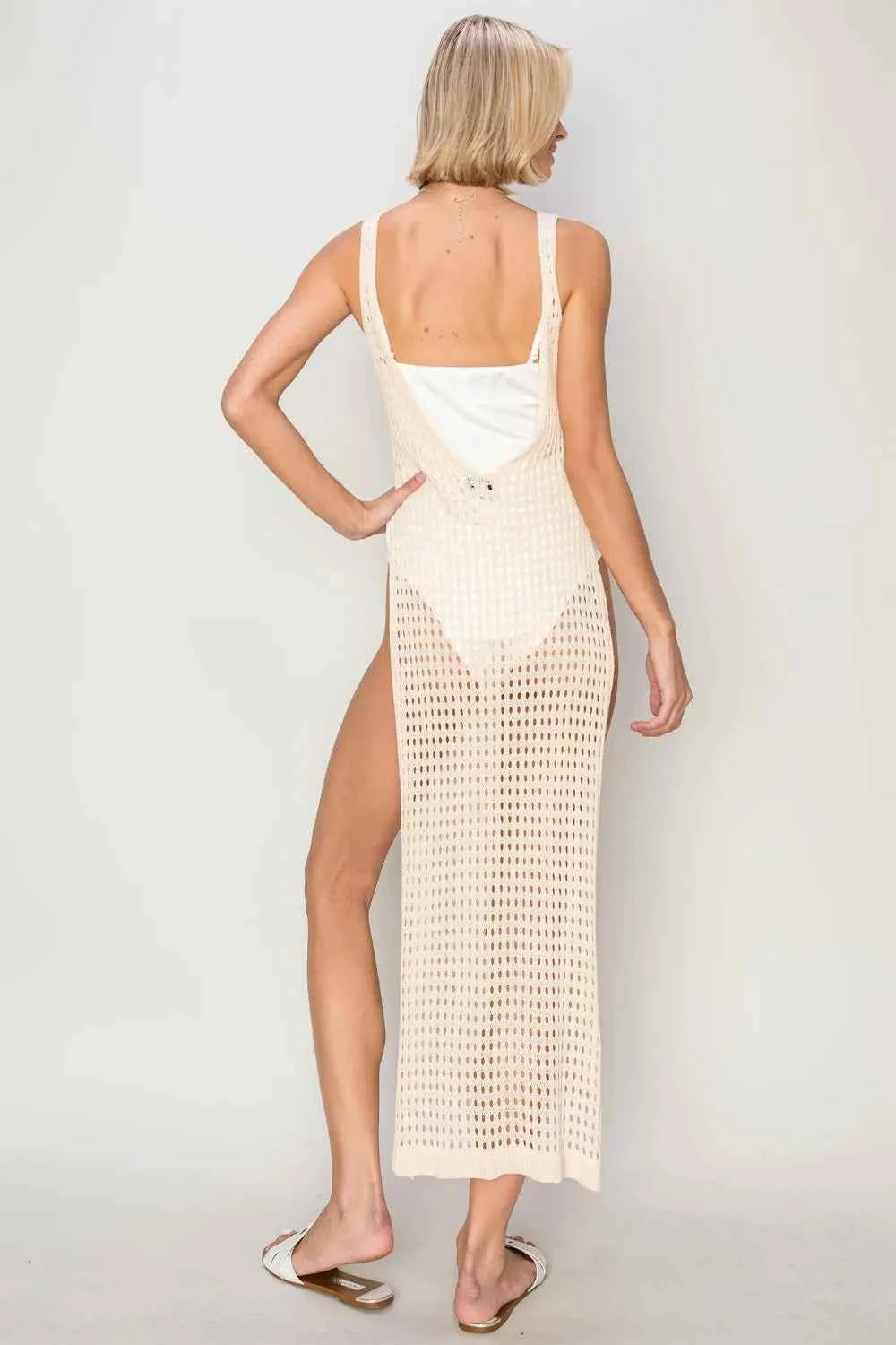 HYFVE Crochet Backless Cover Up Dress Trendsi