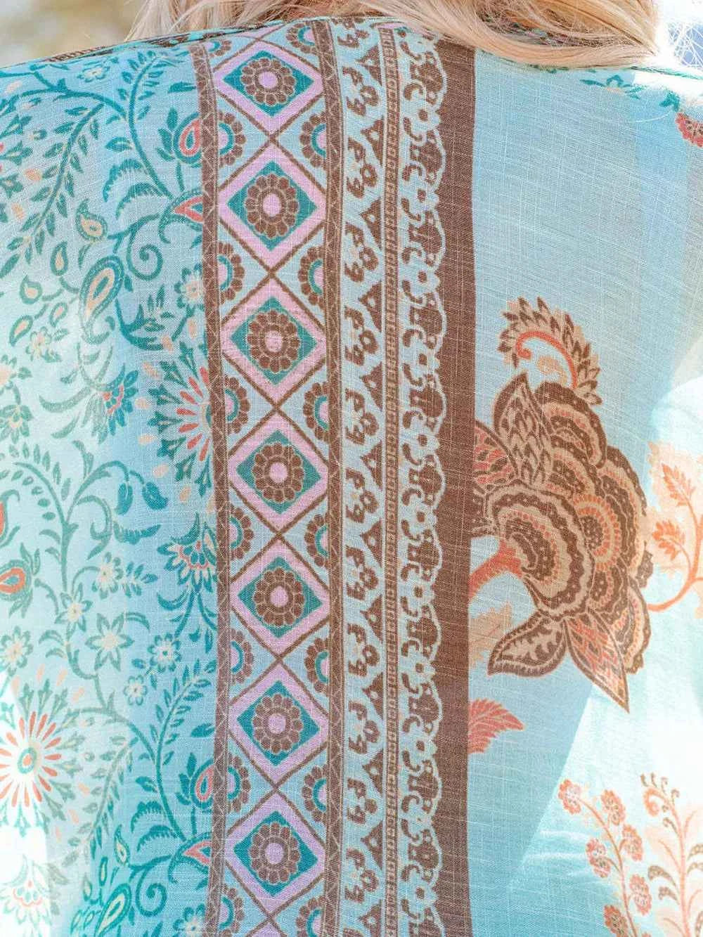 Printed Open Front Cover-Up Trendsi