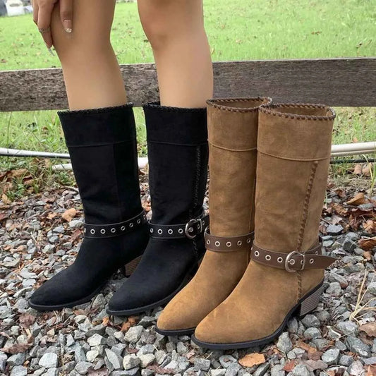 Point Toe Block Heels Boots Trendsi