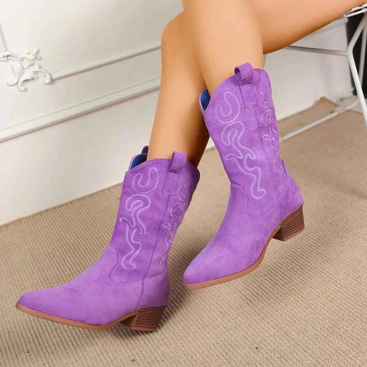 Point Toe Block Heels Boots Trendsi