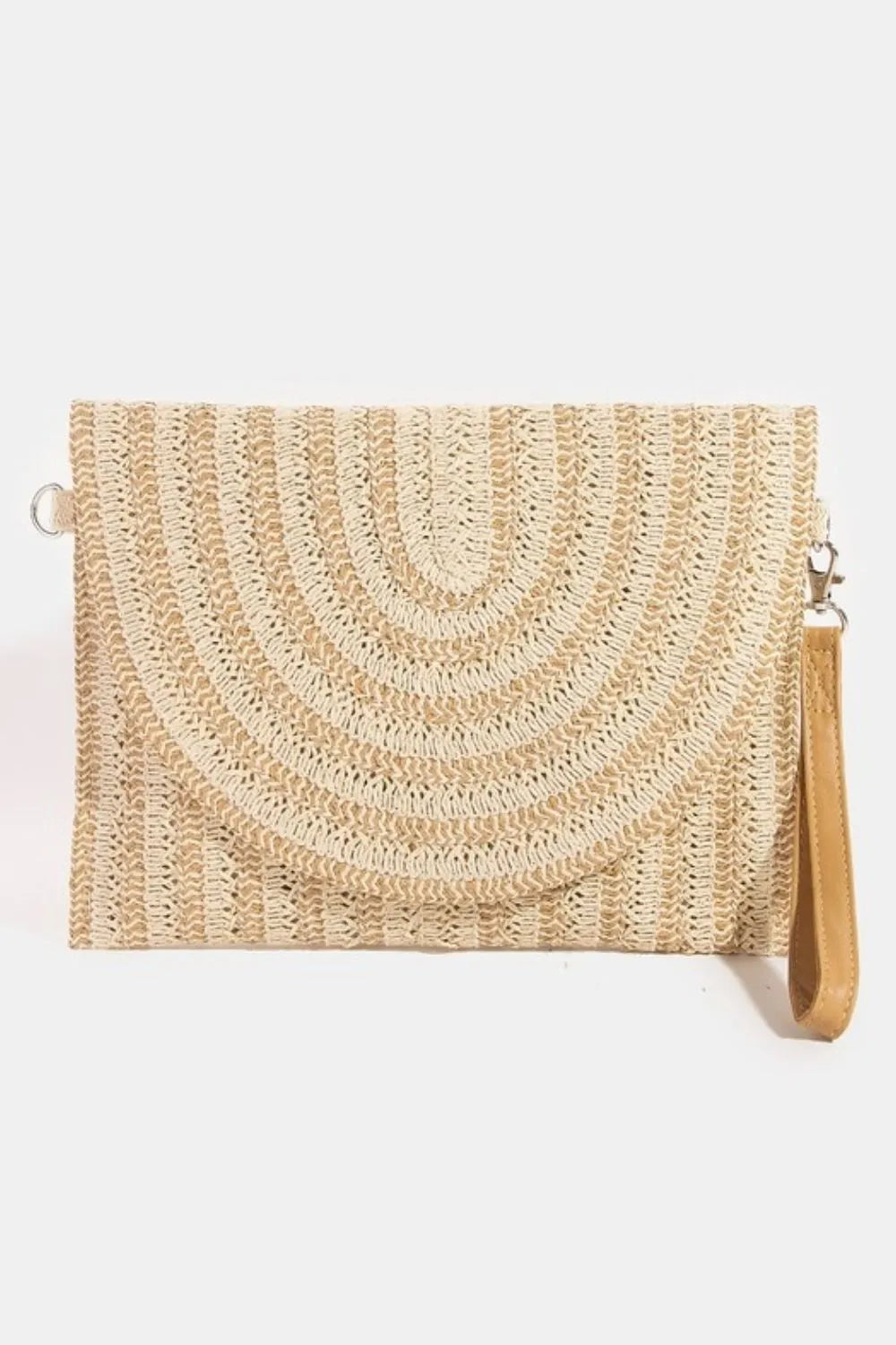 Fame Two Tone Woven Paper Envelope Clutch Bag IV One Size Trendsi