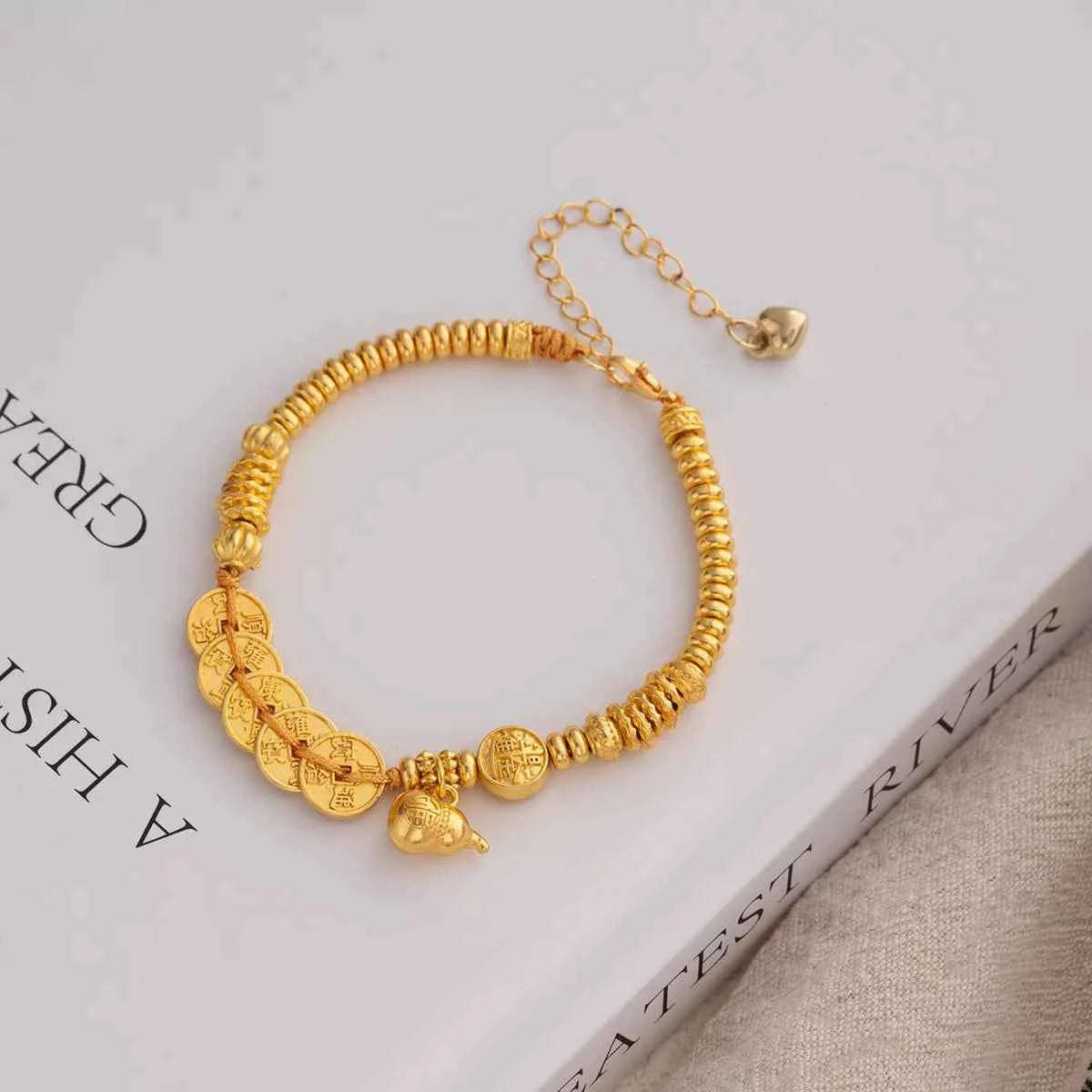 18K Gold-Plated Zinc Alloy Coin Bracelet Trendsi