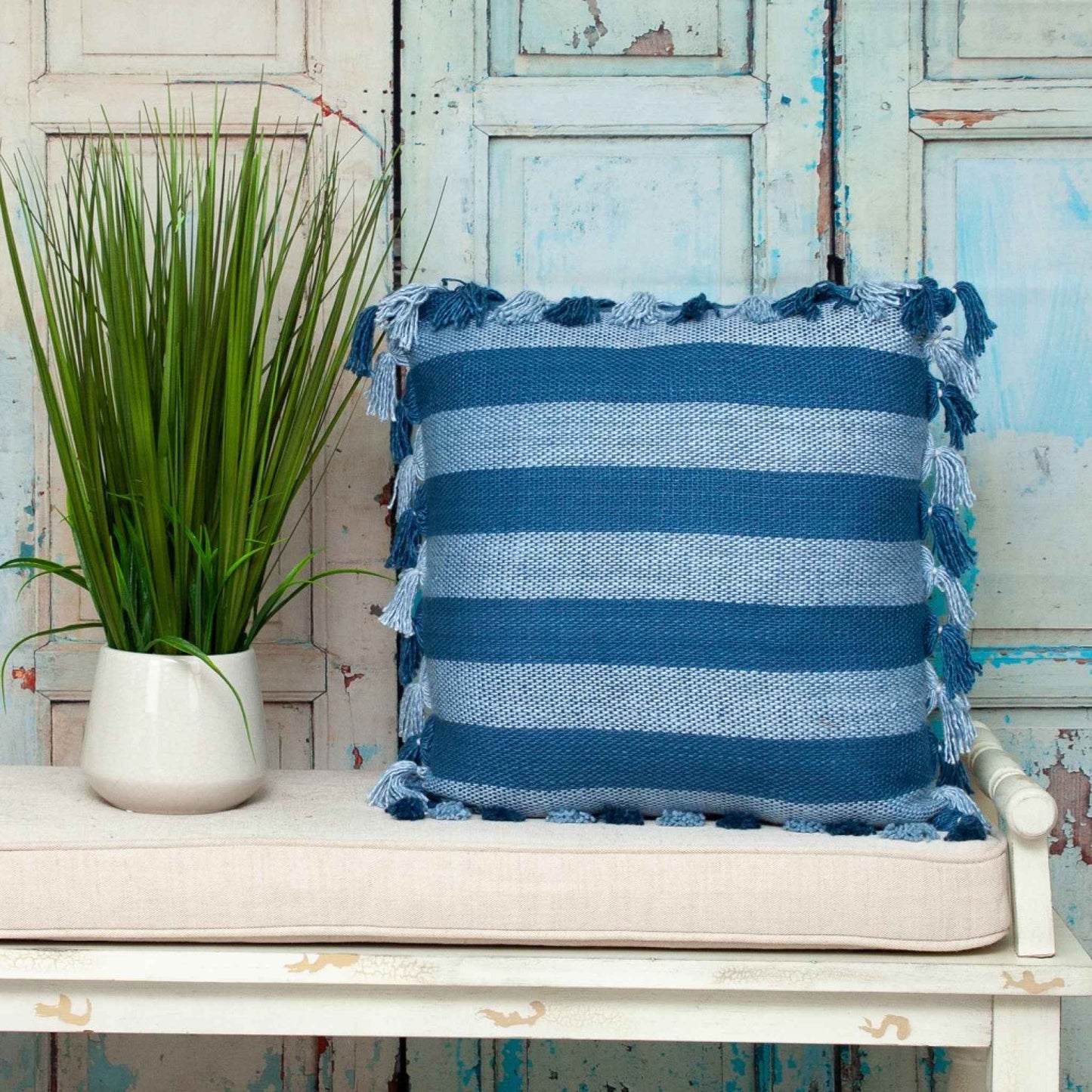 Rustic Bohemian Blue Throw Pillow Homeroots