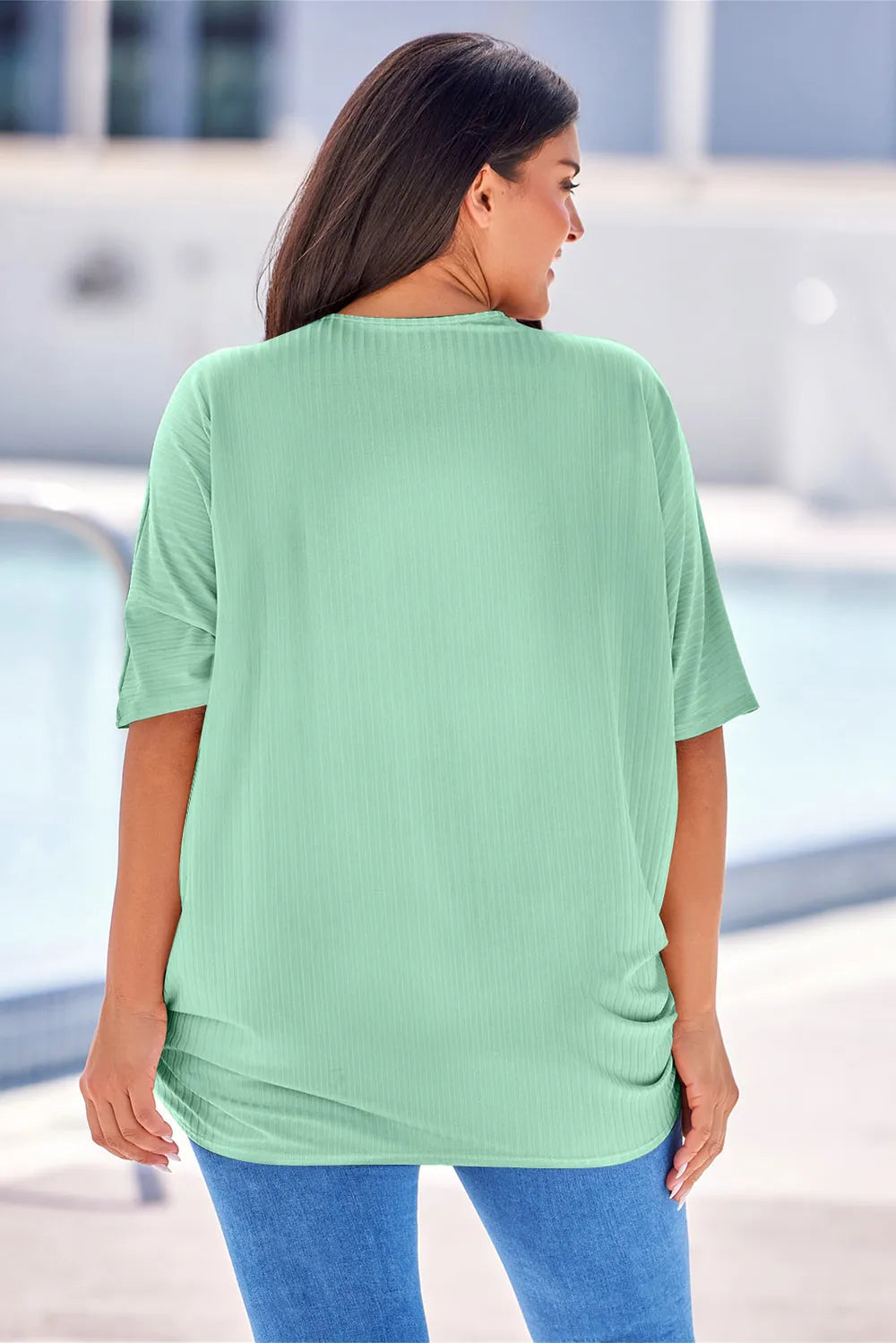 Plus Size Ribbed Cocoon Cover Up Trendsi