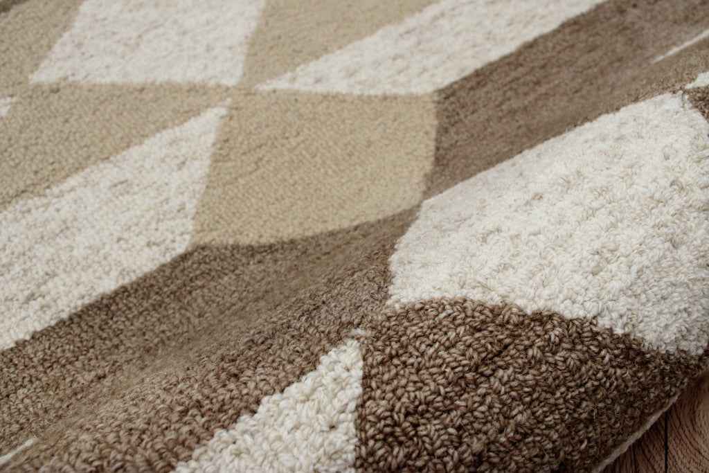 4' Round Brown Bohemian Geometric Area Rug Homeroots