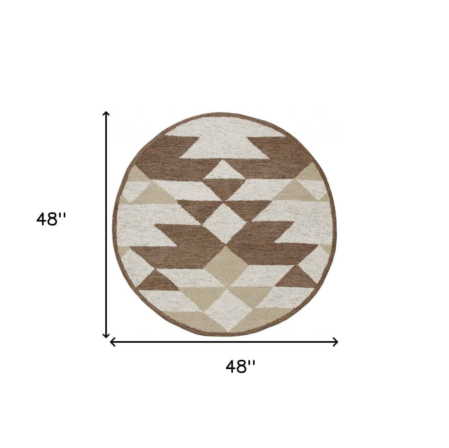 4' Round Brown Bohemian Geometric Area Rug Homeroots