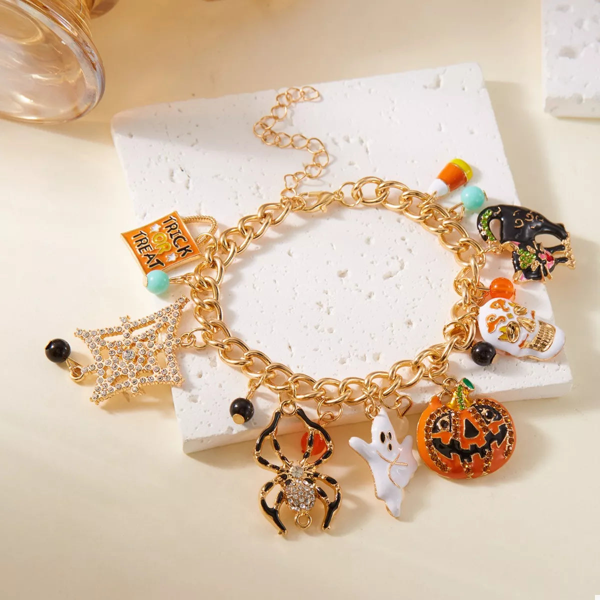 18K Gold-Plated Halloween Theme Bracelet - Festive Charm Jewelry Trendsi