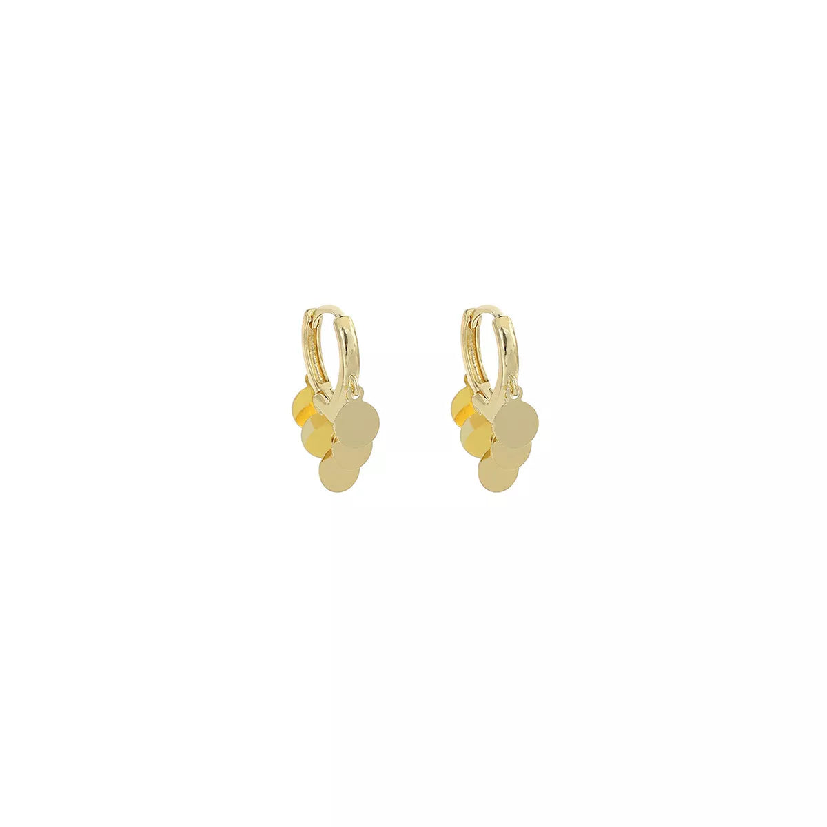 18K Gold-Plated Drop Hoop Earrings with Dangling Disc Charms Trendsi