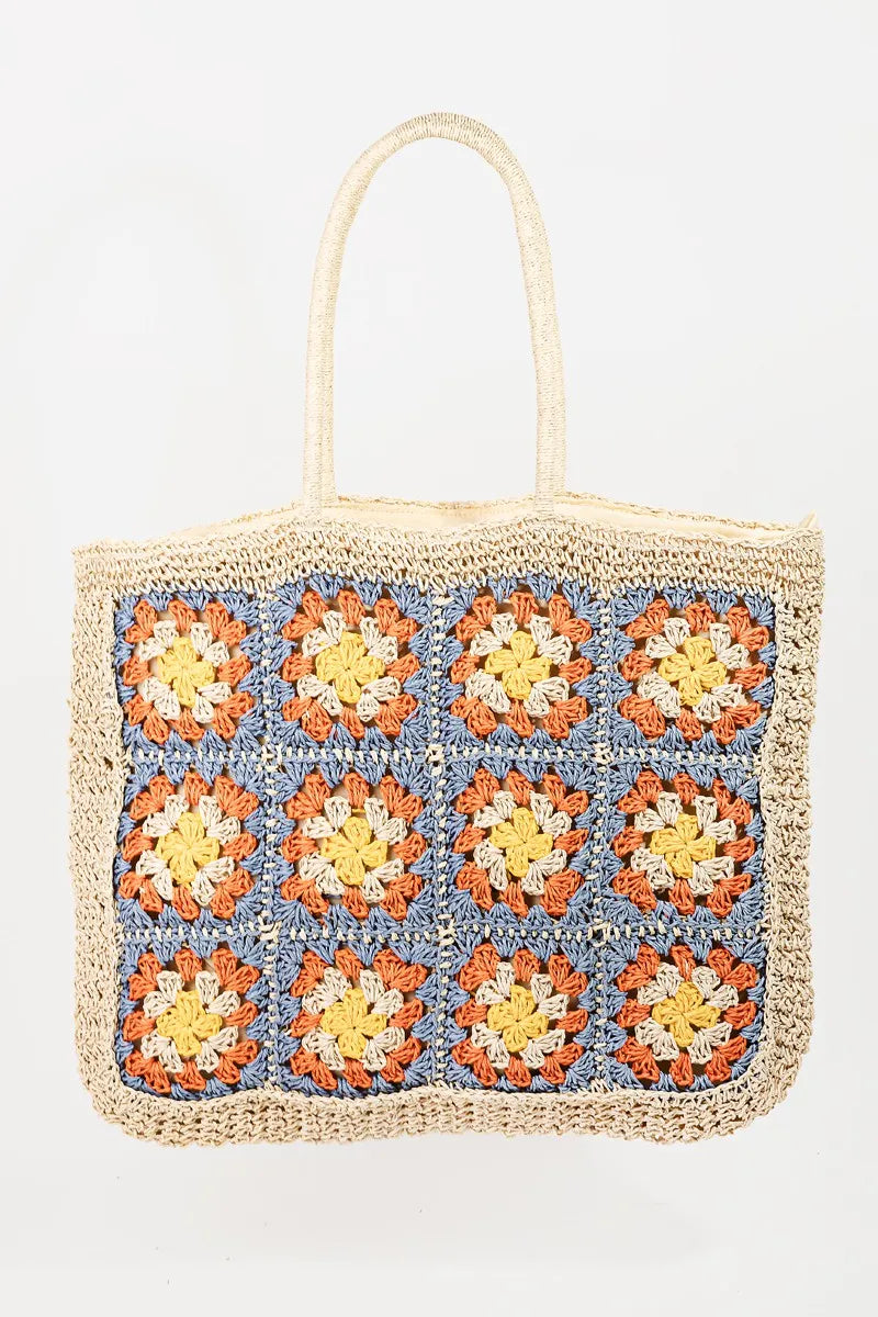 Fame Flower Braided Tote Bag IV One Size Trendsi