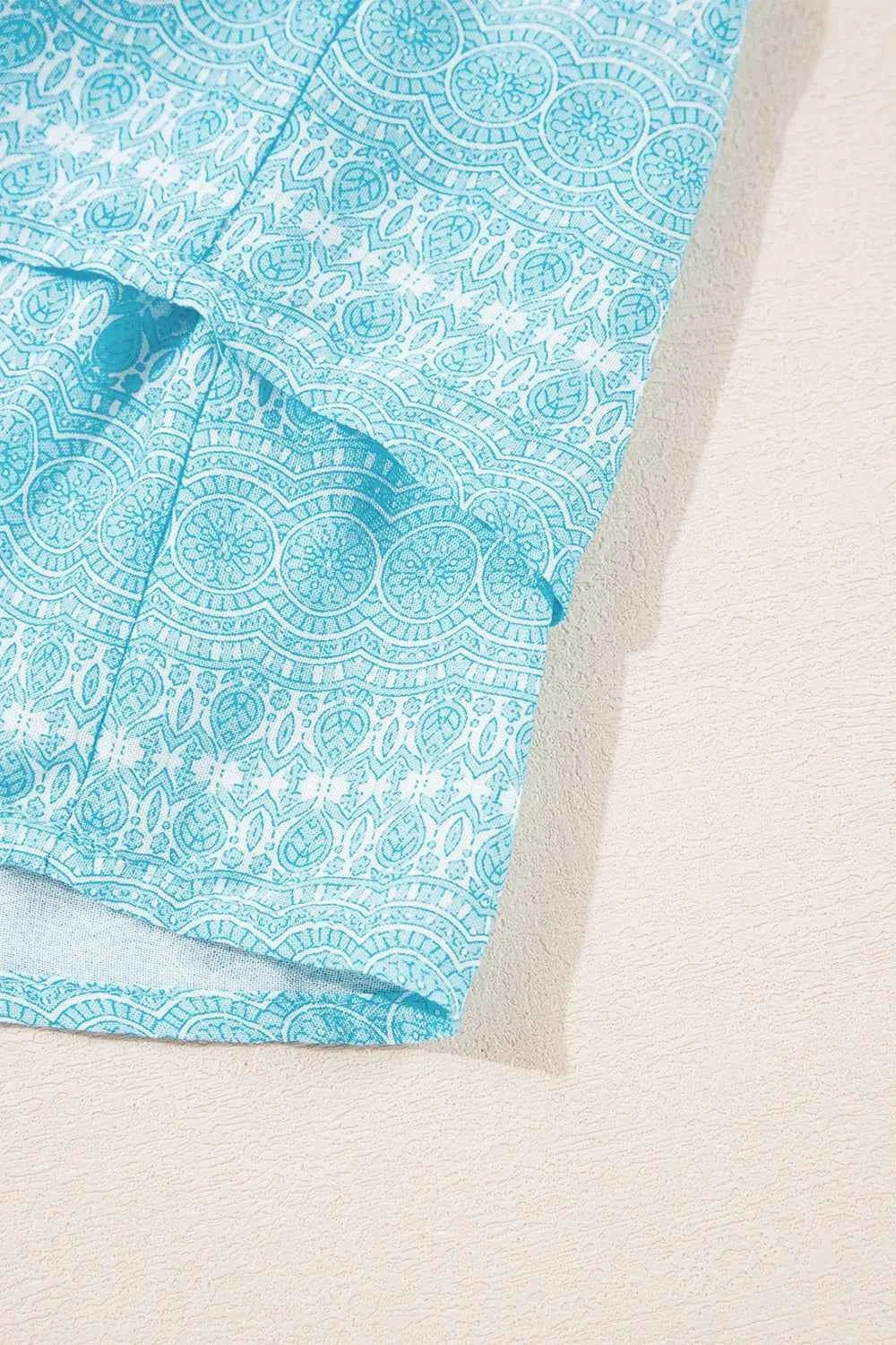 Printed Ruffled Wide Straps Tank Trendsi