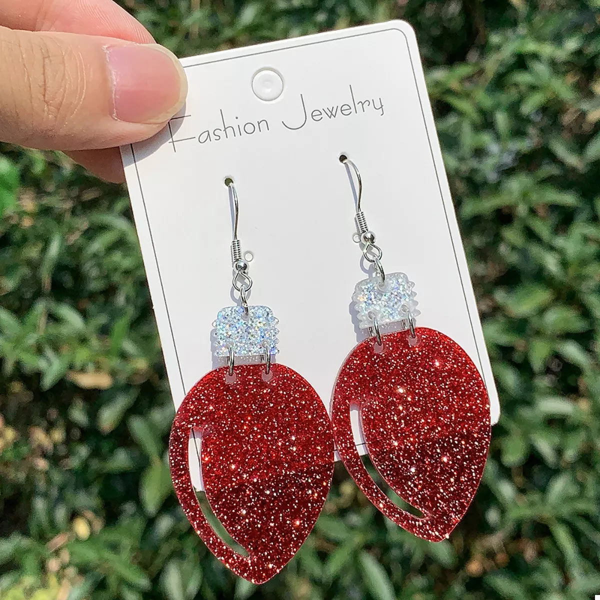Christmas Glitter Drop Earrings Red onesize Trendsi