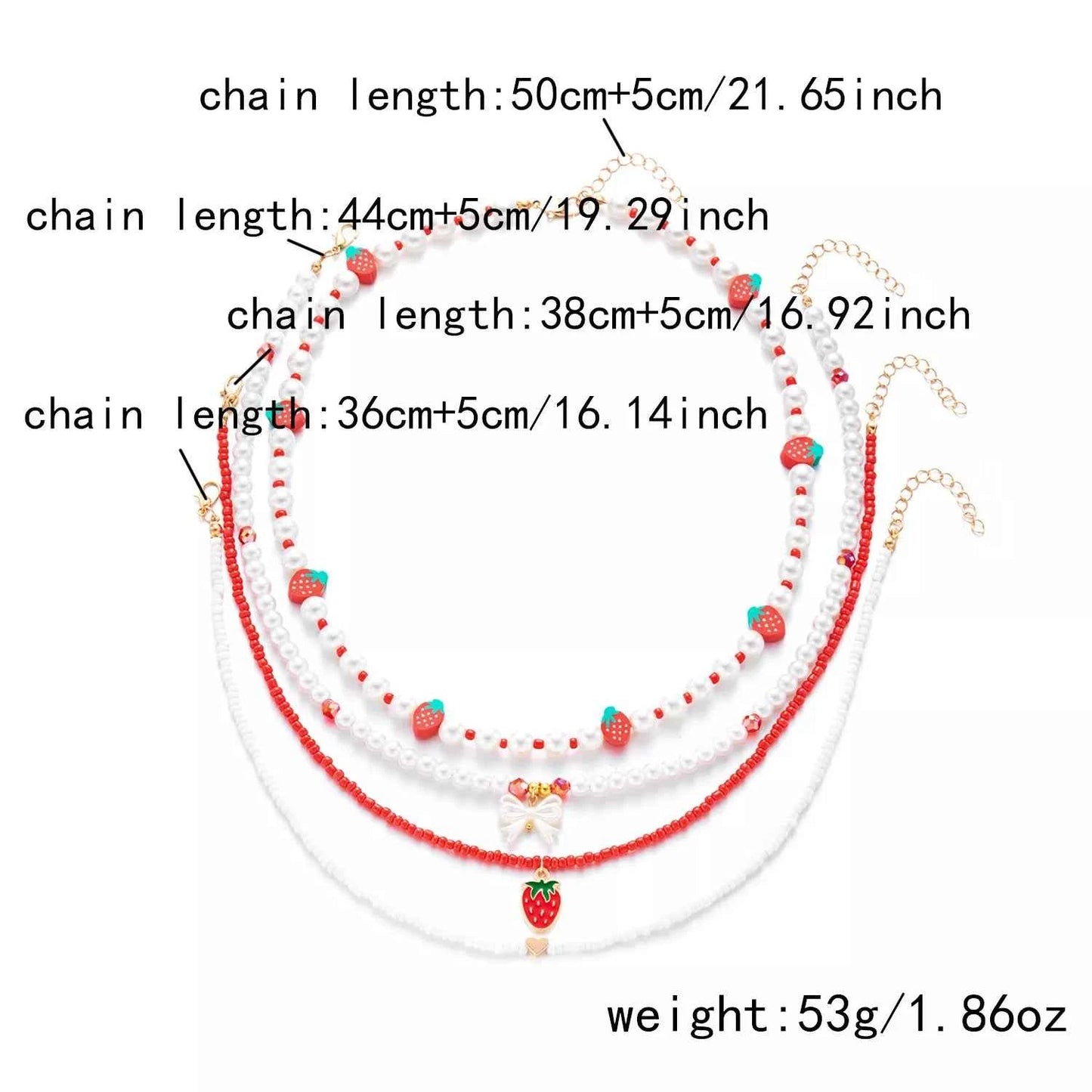 4 Piece Strawberry Pearl Beaded Necklace Trendsi