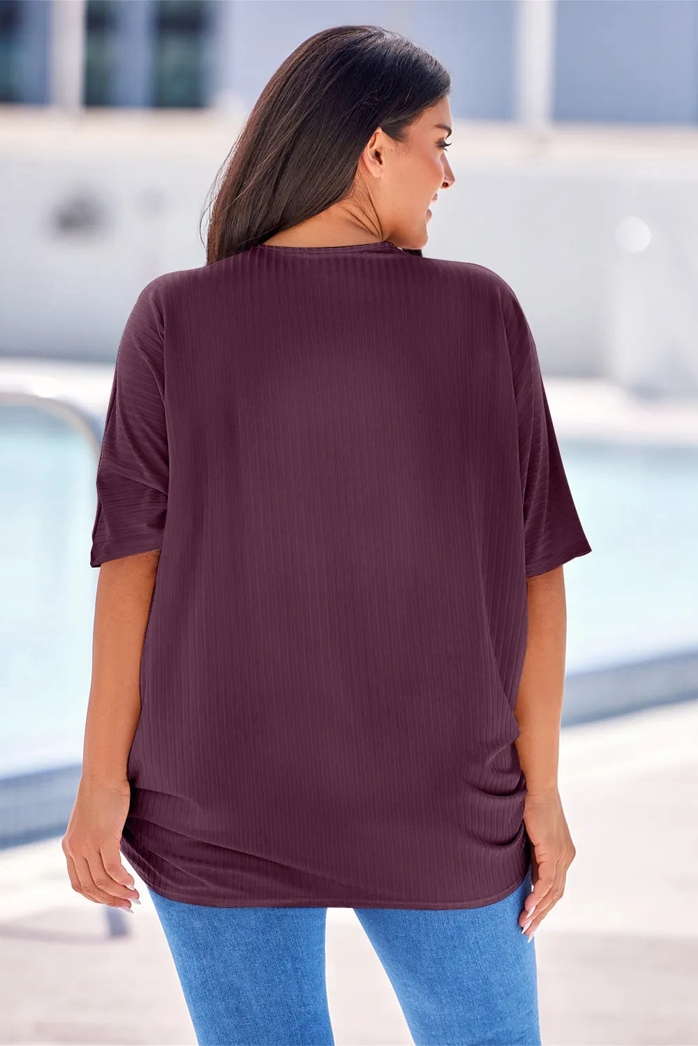 Plus Size Ribbed Cocoon Cover Up Trendsi
